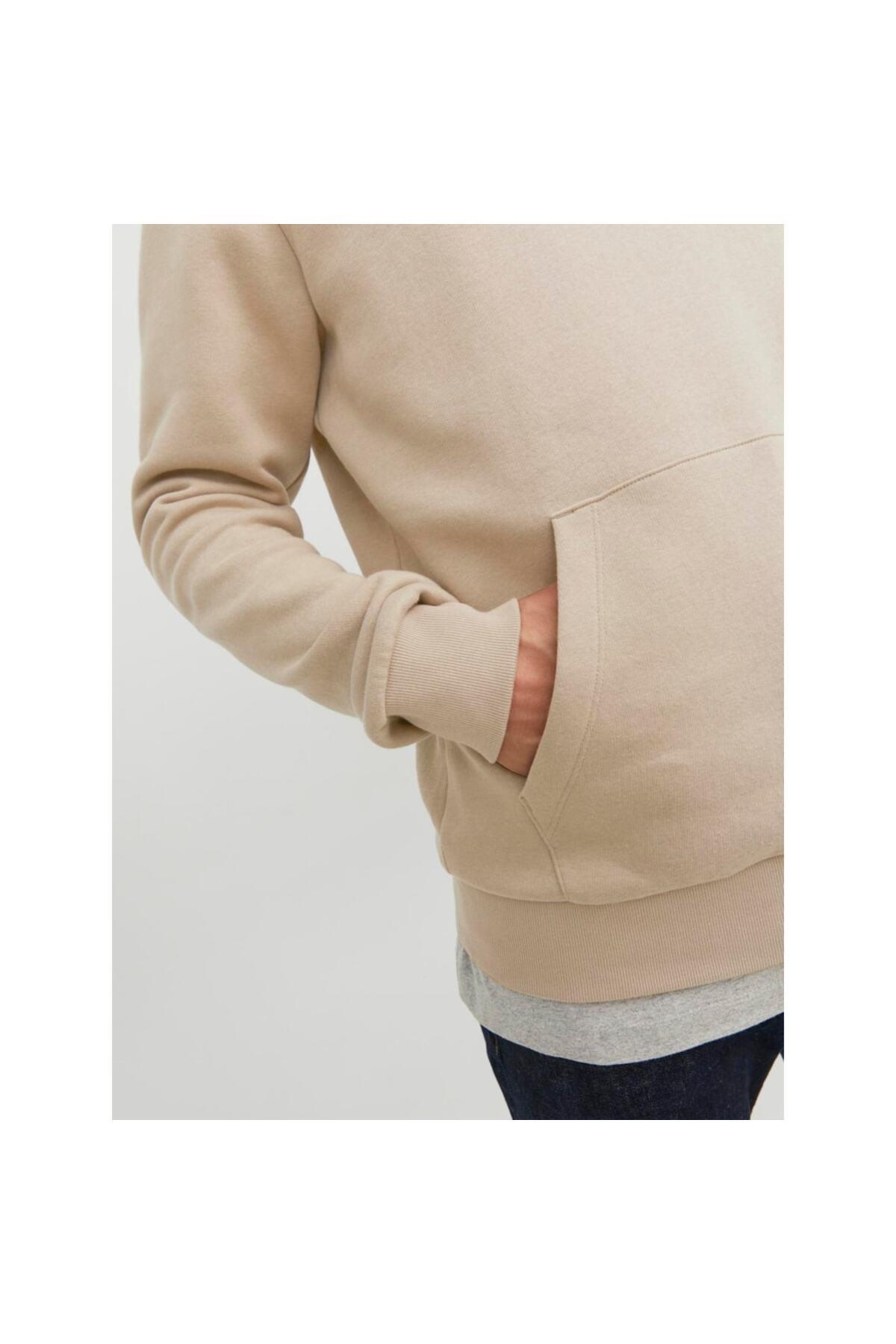 Jack & Jones Erkek Kapüşonlu Bej Sweatshirt - 12233599 - Jack & Jones - TYCP3T4M0N168992930953339