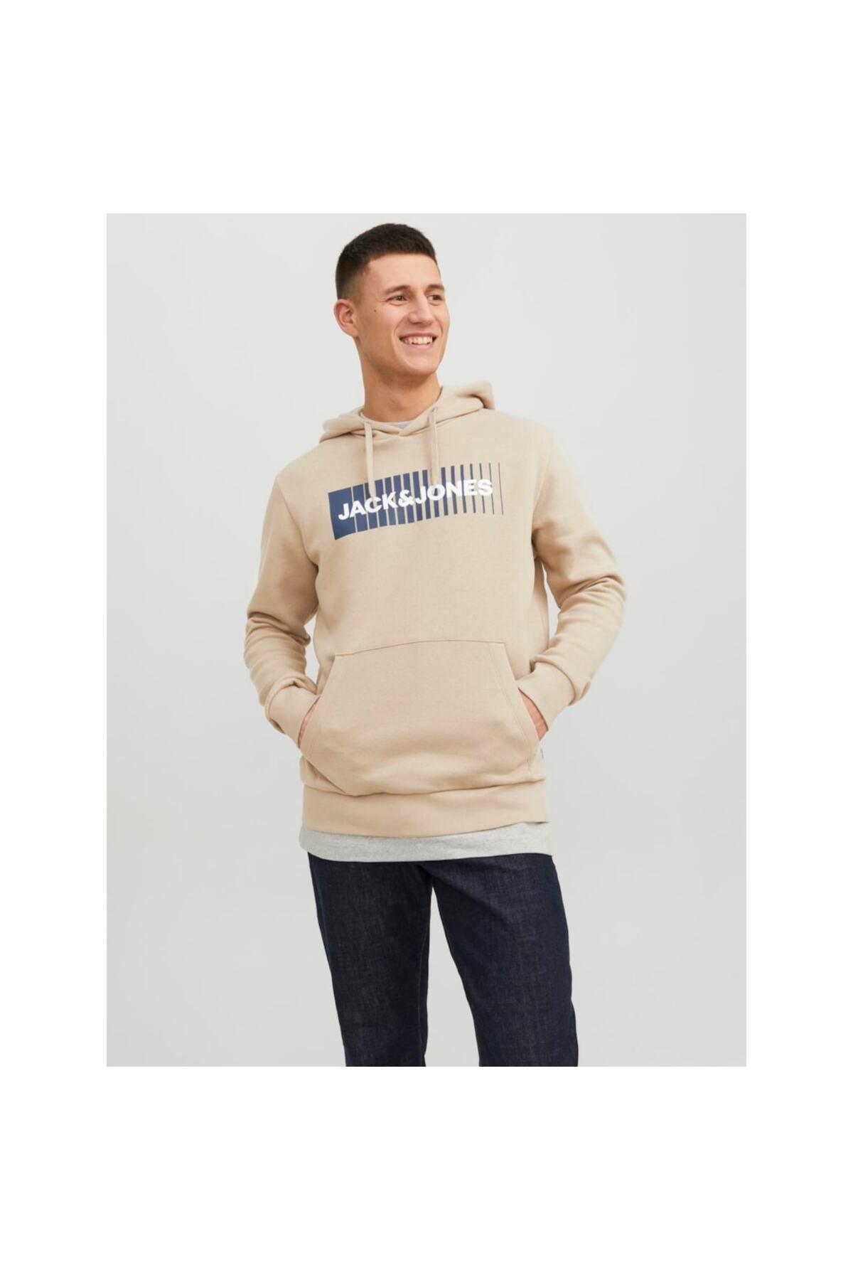 Jack & Jones Erkek Kapüşonlu Bej Sweatshirt - 12233599 - Jack & Jones - TYCP3T4M0N168992930953339