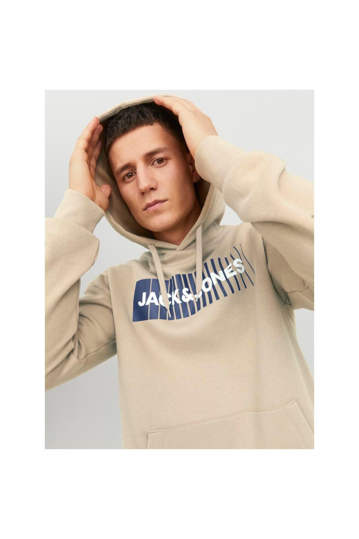 Jack & Jones Erkek Kapüşonlu Bej Sweatshirt - 12233599 - Jack & Jones - TYCP3T4M0N168992930953339
