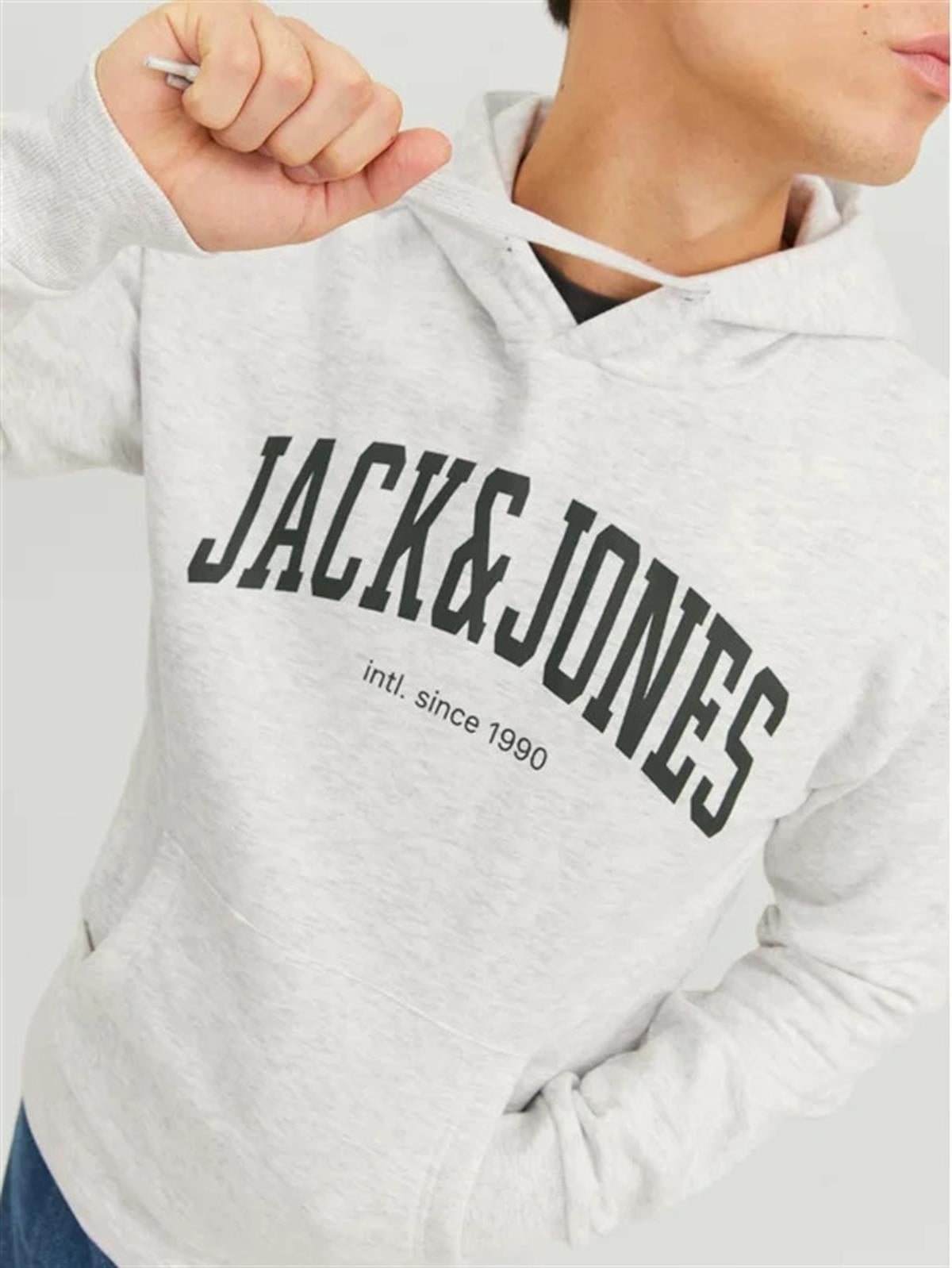Jack & Jones Erkek Kapüşonlu Beyaz Sweatshirt - 12236513 - Jack & Jones - 12236513