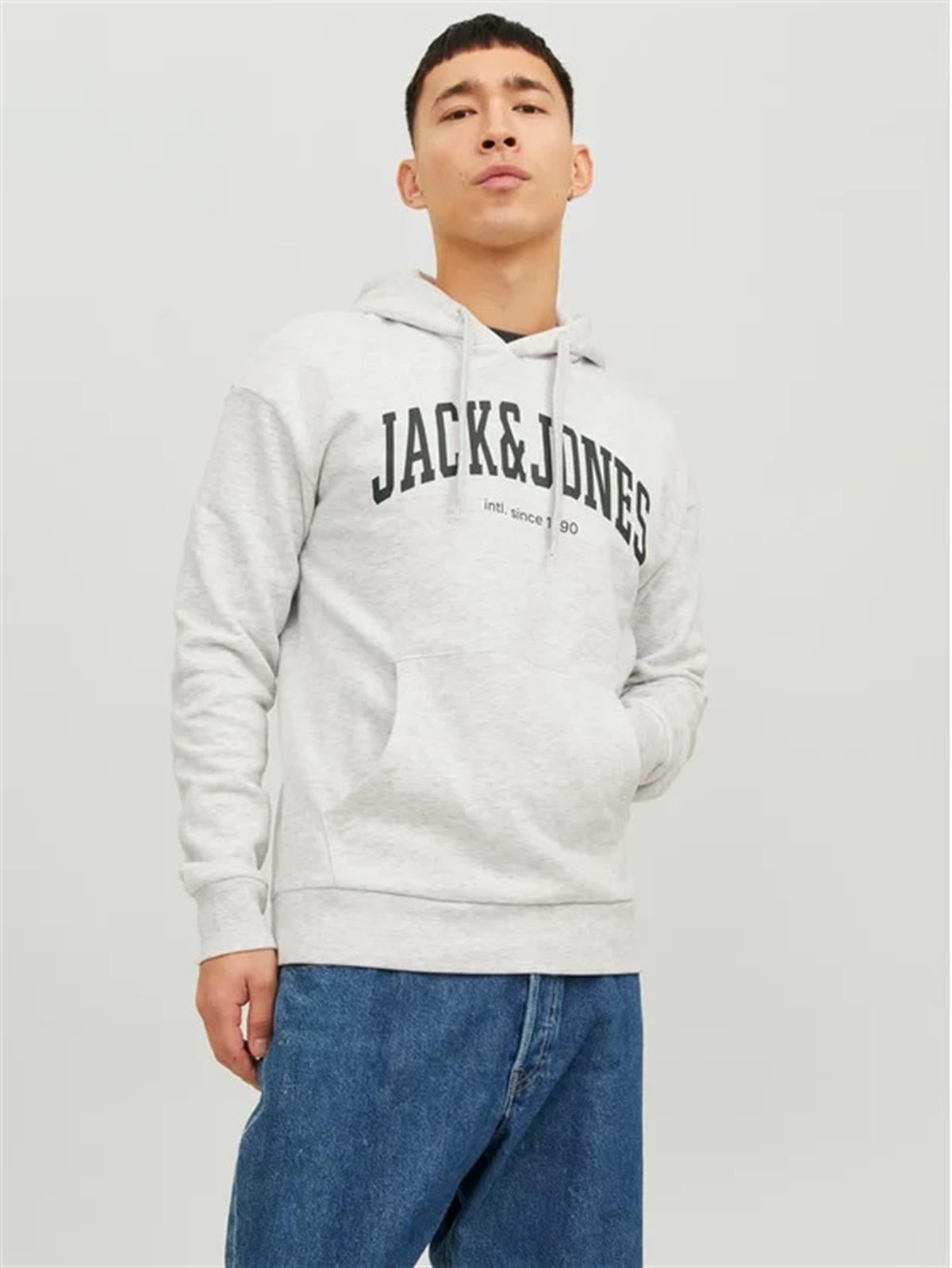 Jack & Jones Erkek Kapüşonlu Beyaz Sweatshirt - 12236513 - Jack & Jones - 12236513