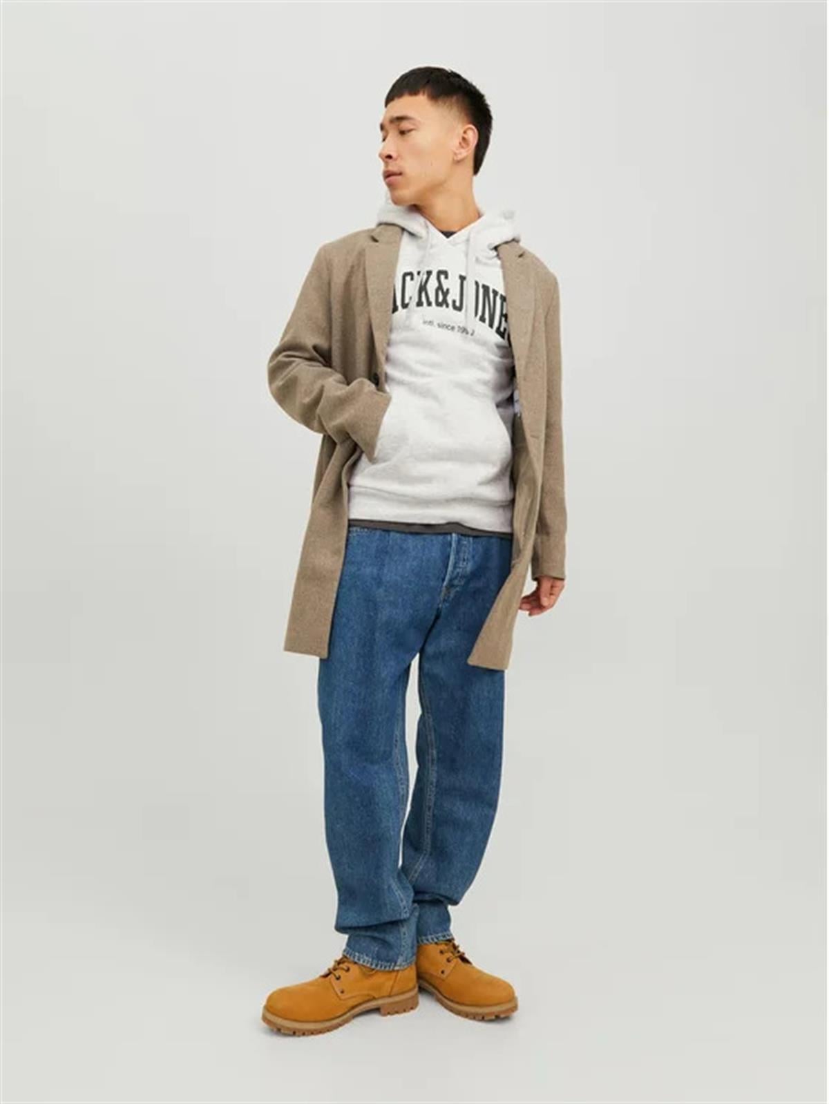 Jack & Jones Erkek Kapüşonlu Beyaz Sweatshirt - 12236513 - Jack & Jones - 12236513
