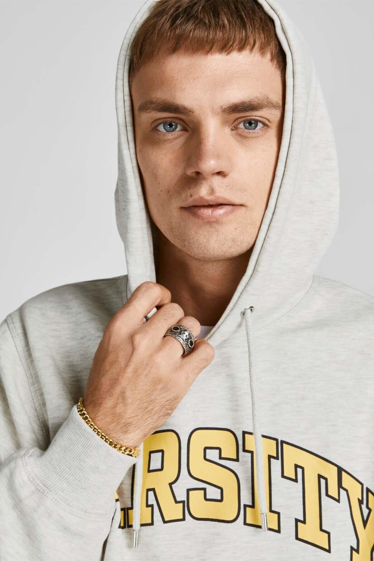 Jack & Jones Erkek Kolej Kapüşonlu Sweatshirt - 12207368 - Jack & Jones - 12207368
