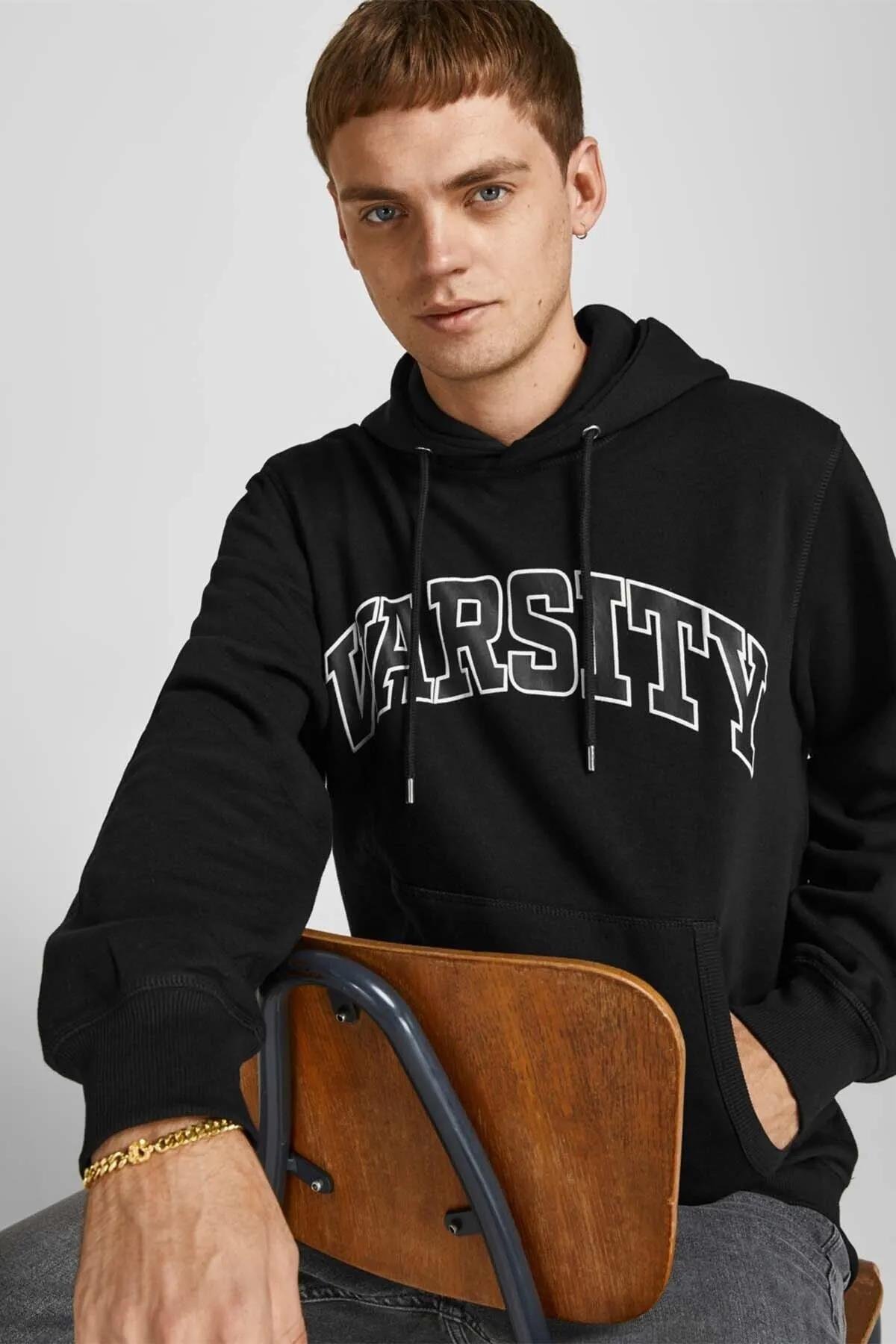 Jack & Jones Erkek Kolej Kapüşonlu Sweatshirt - 12207368 - Jack & Jones - 12207368
