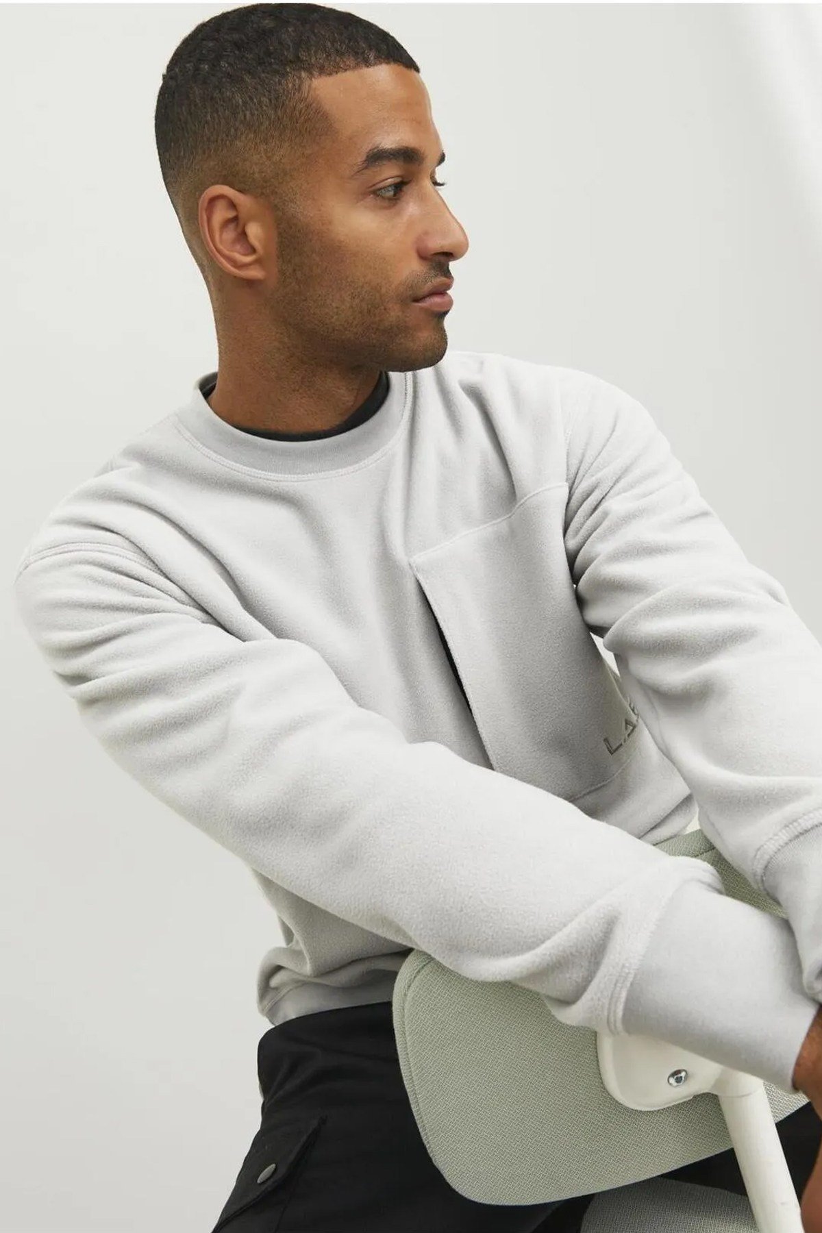 Jack & Jones Erkek L.A.B Bisiklet Yaka Polar Sweatshirt - 12241523 - Jack & Jones - 12241523
