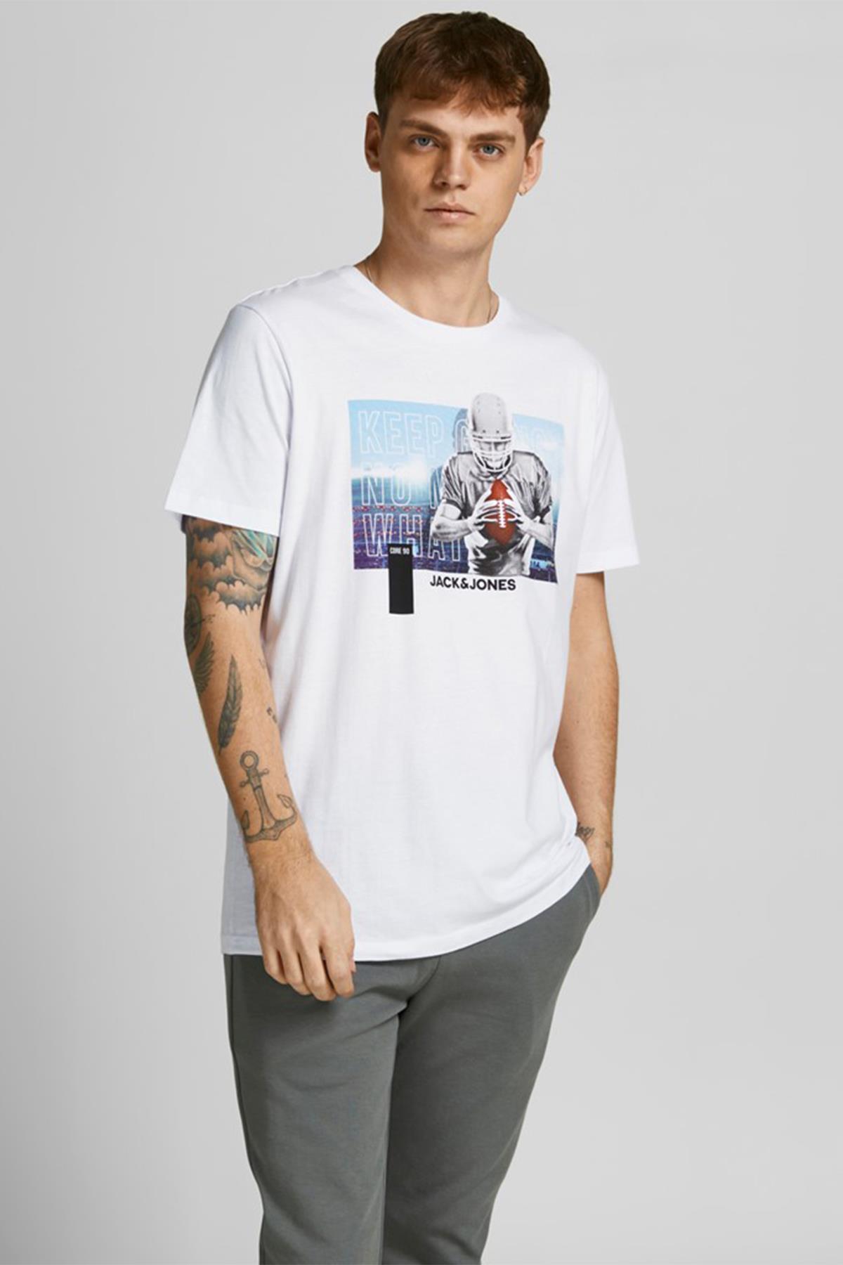 Jack & Jones Erkek NFL Baskılı Amerikan Futbolu T-Shirt - 12206628 - Jack & Jones - 12206628