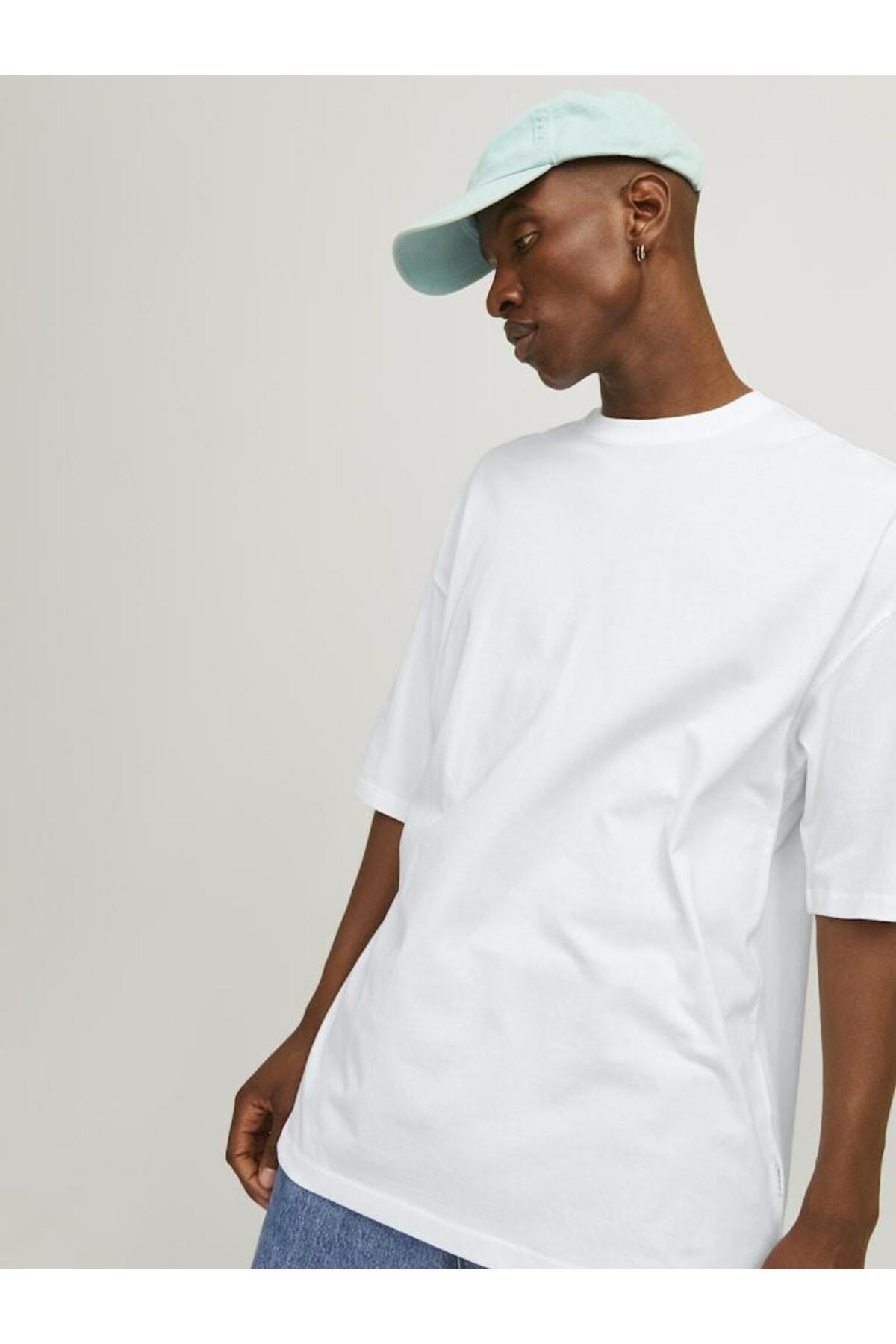 Jack Jones Erkek Oversize Beyaz Tişört - 12259975 - Jack & Jones - 12259975-B