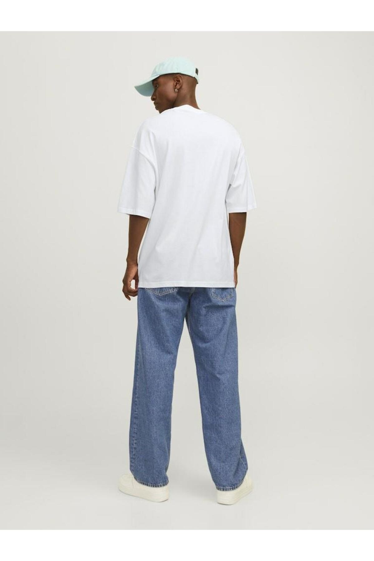 Jack Jones Erkek Oversize Beyaz Tişört - 12259975 - Jack & Jones - 12259975-B