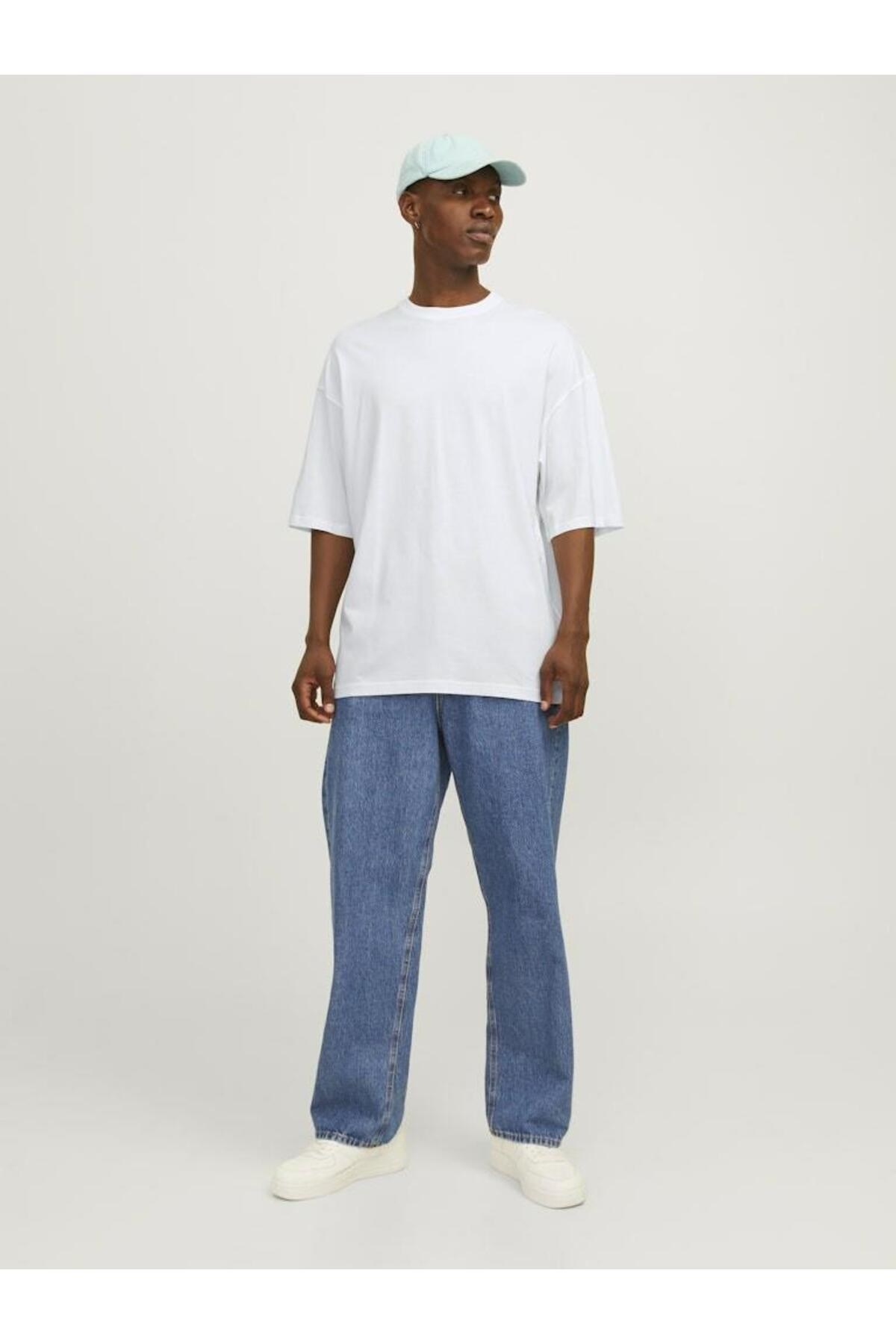 Jack Jones Erkek Oversize Beyaz Tişört - 12259975 - Jack & Jones - 12259975-B