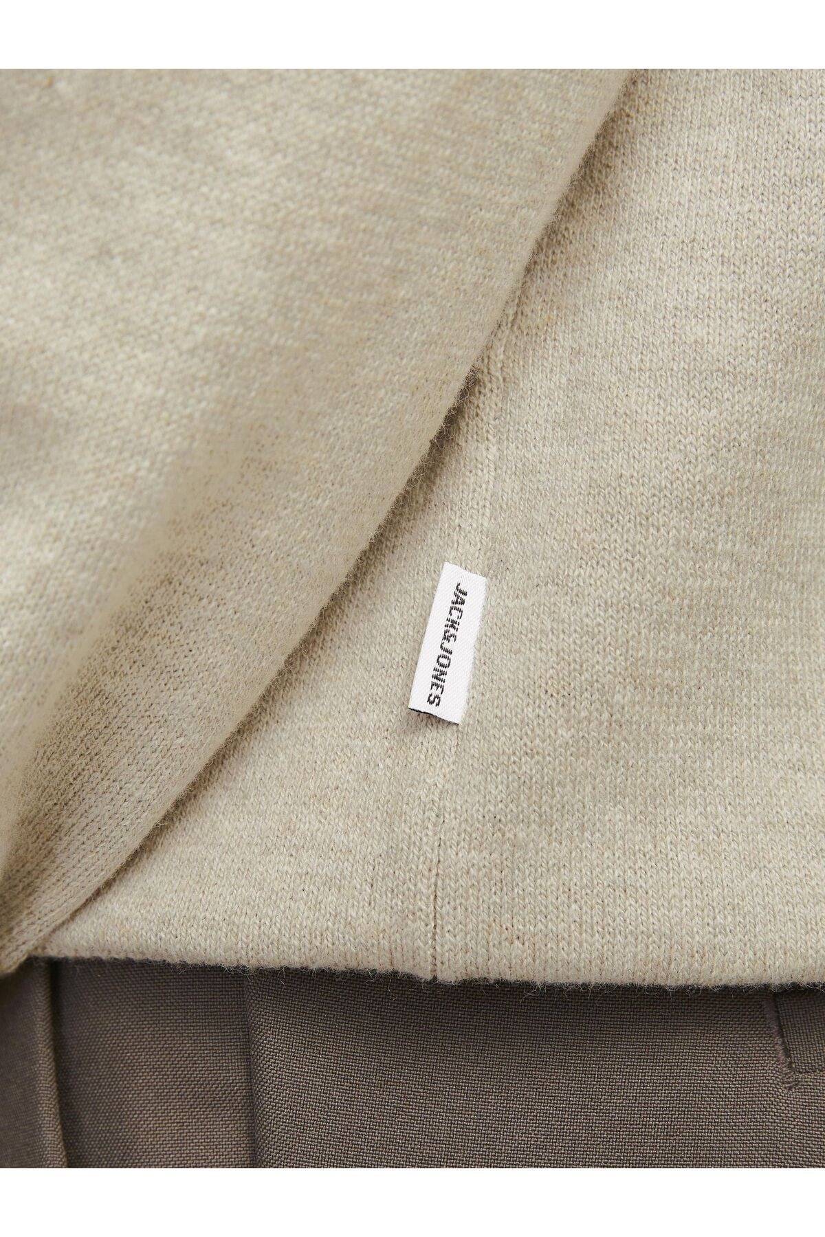 Jack & Jones Erkek Polo Gömlek Einfarbig Bej Sweatshirt - 12268210 - Jack & Jones - 12268210-3