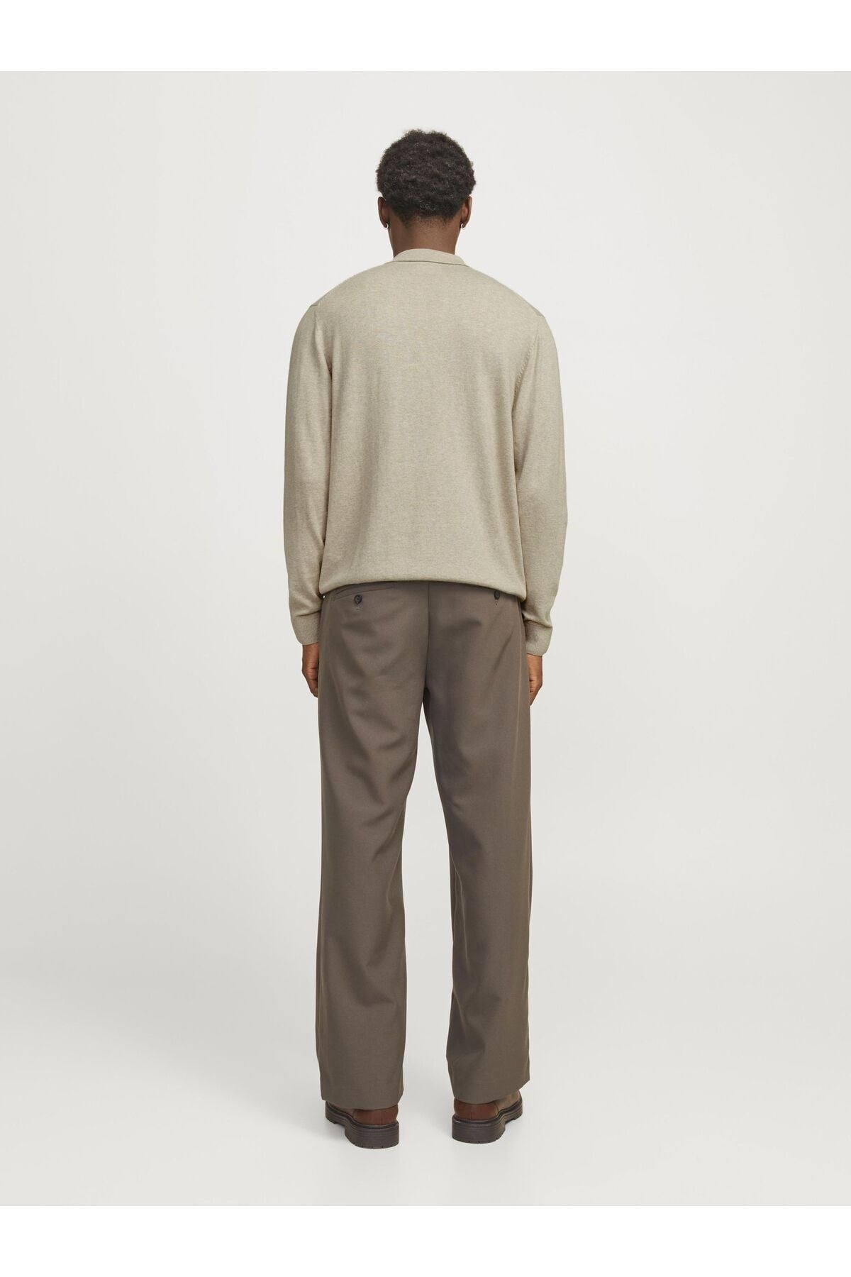 Jack & Jones Erkek Polo Gömlek Einfarbig Bej Sweatshirt - 12268210 - Jack & Jones - 12268210-3