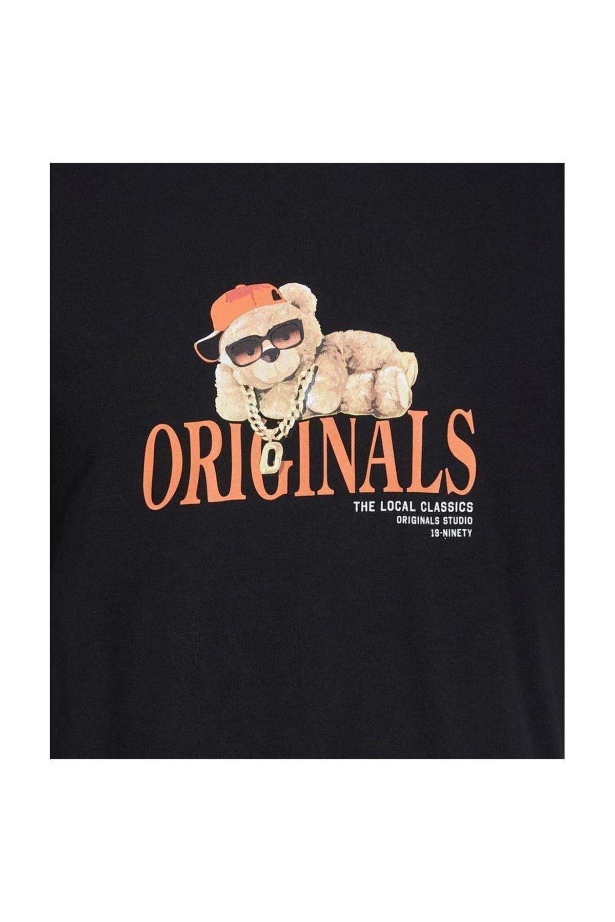 Jack & Jones Erkek Siyah Cool Ayıcık T-shirt Tee 12232254 - Jack & Jones - 12232254