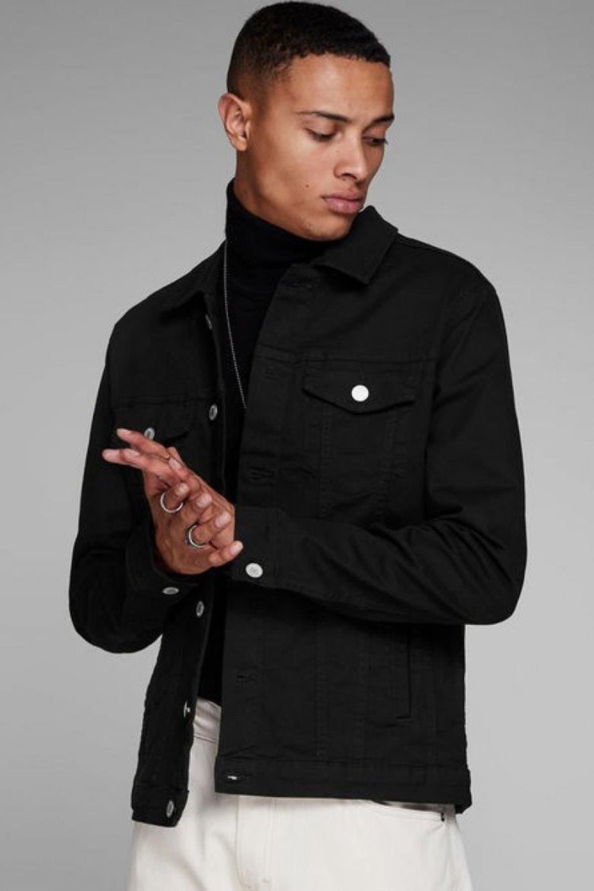Jack & Jones Erkek Siyah Jean Kot Ceket - 12136319  - Jack & Jones - 12136319