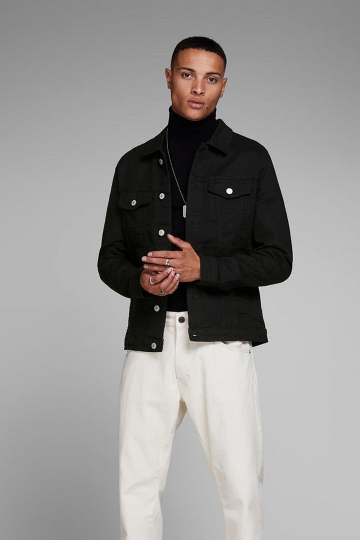 Jack & Jones Erkek Siyah Jean Kot Ceket - 12136319  - Jack & Jones - 12136319