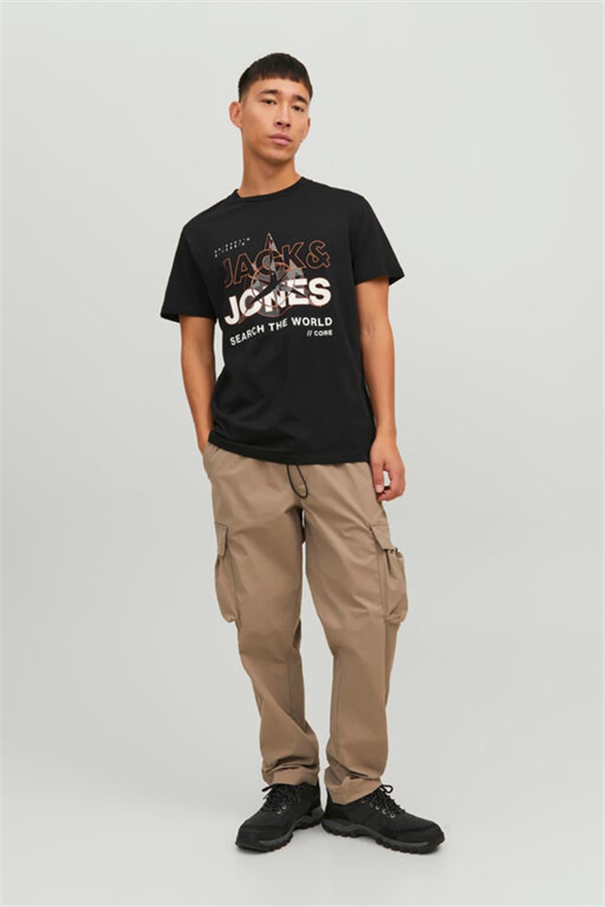 Jack & Jones Erkek T-shirt Hunt Tee Crew Neck 12228391-01 - Jack & Jones - 12228391