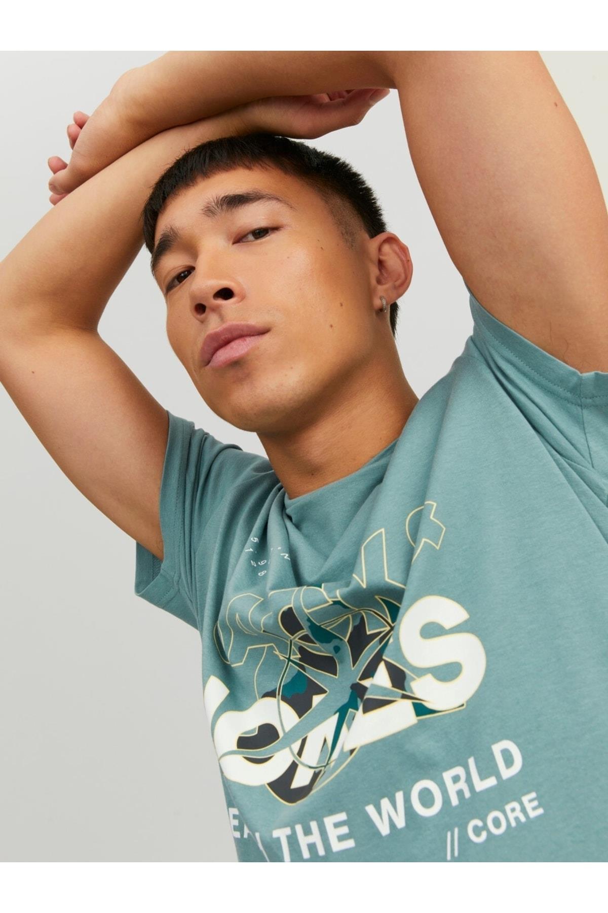 Jack & Jones Erkek T-shirt Hunt Tee Crew Neck 12228391-01 - Jack & Jones - 12228391
