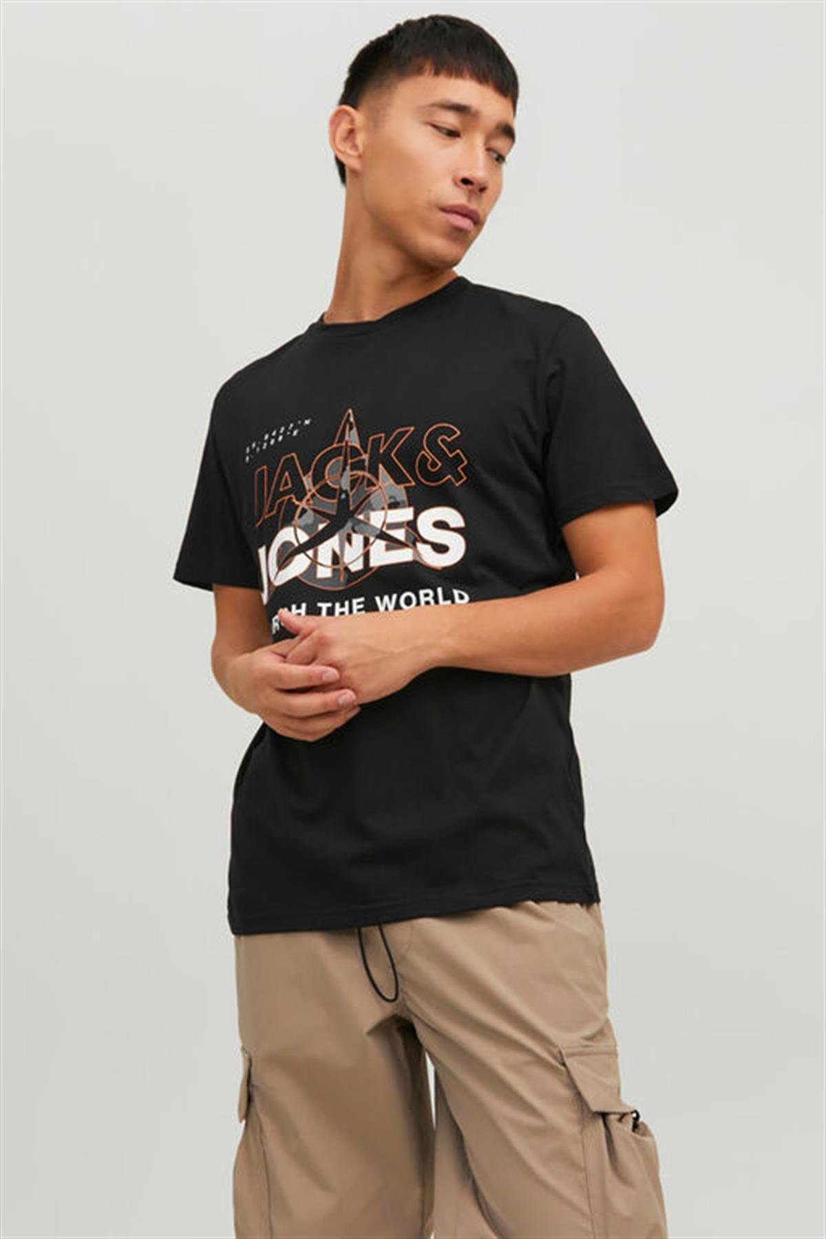 Jack & Jones Erkek T-shirt Hunt Tee Crew Neck 12228391-01 - Jack & Jones - 12228391