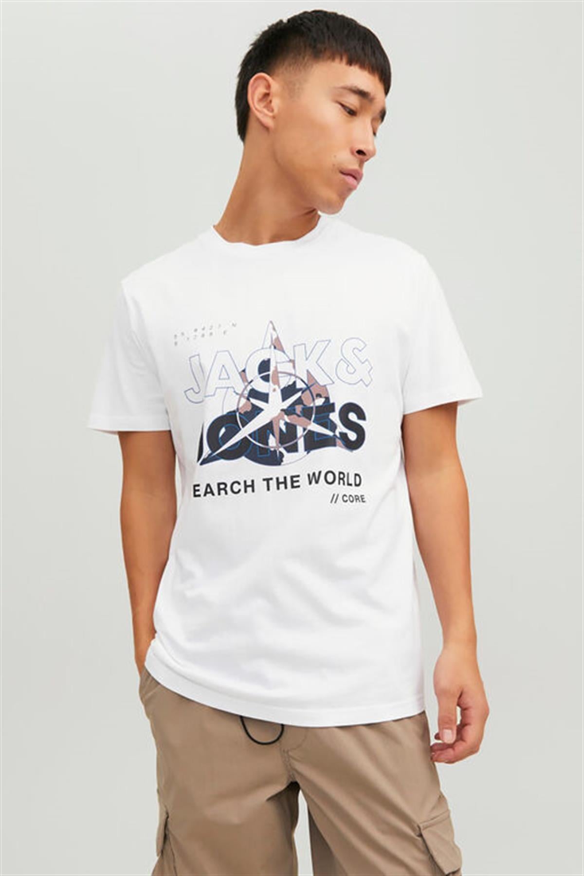 Jack & Jones Erkek T-shirt Hunt Tee Crew Neck 12228391-01 - Jack & Jones - 12228391