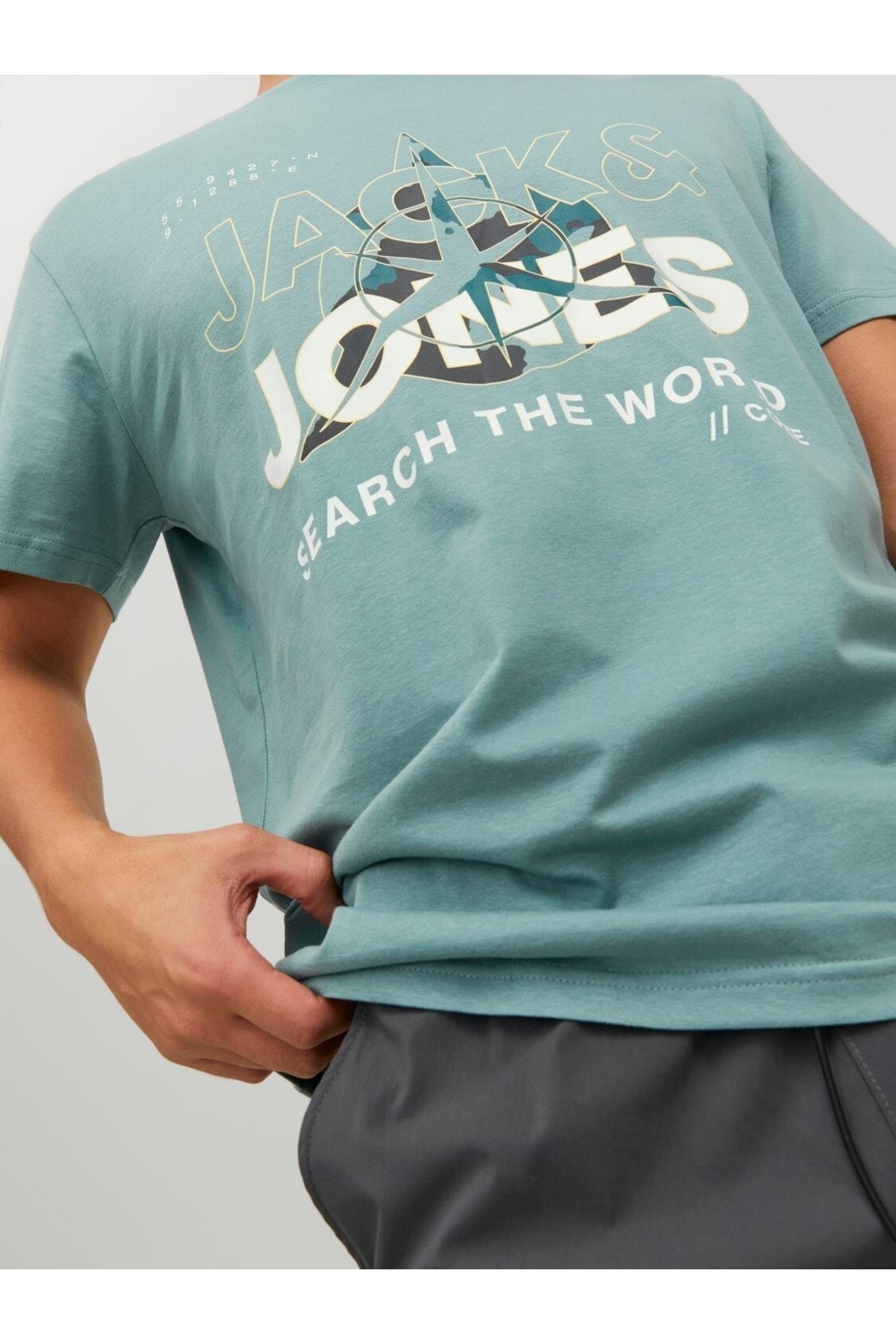 Jack & Jones Erkek T-shirt Hunt Tee Crew Neck 12228391-01 - Jack & Jones - 12228391