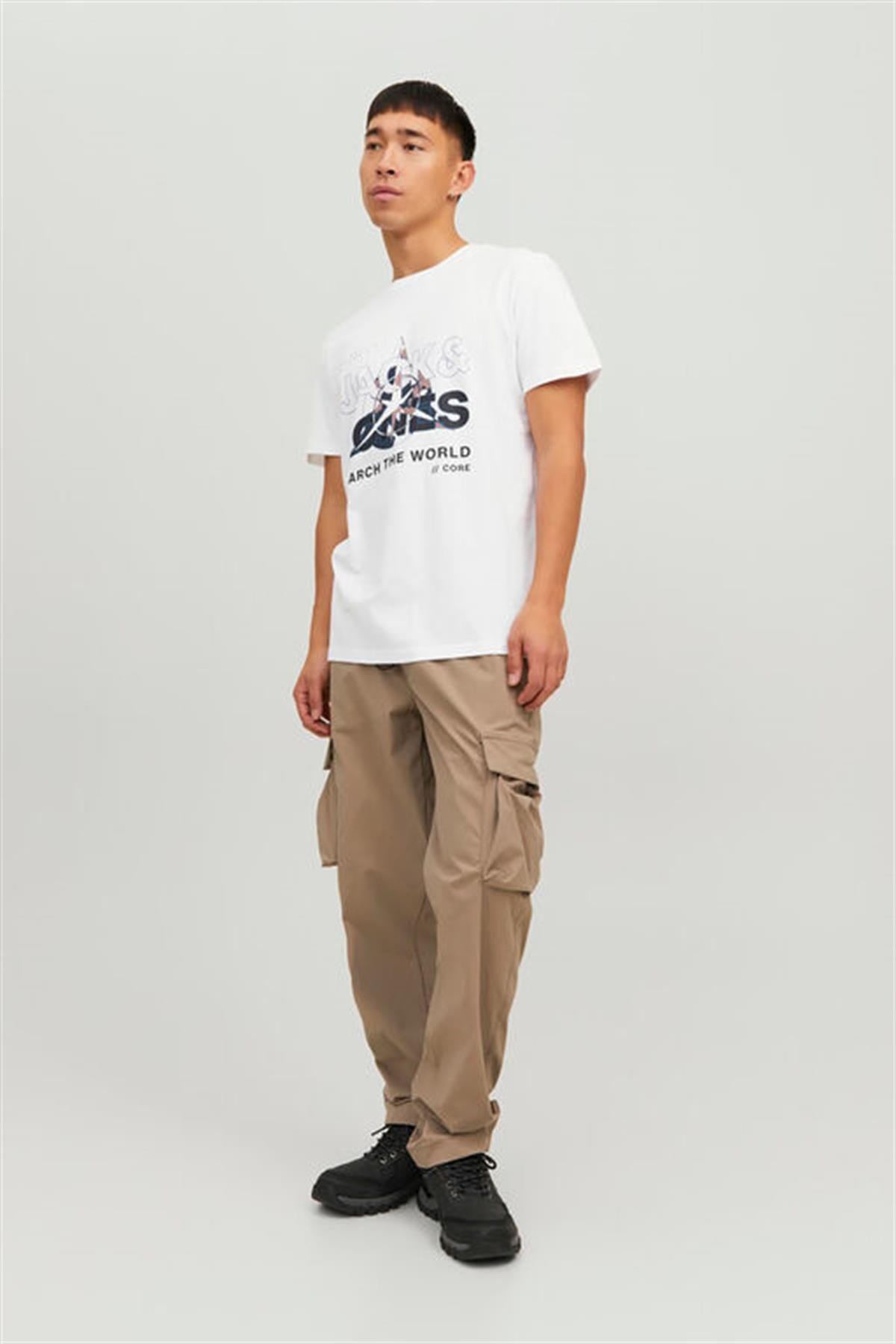 Jack & Jones Erkek T-shirt Hunt Tee Crew Neck 12228391-01 - Jack & Jones - 12228391