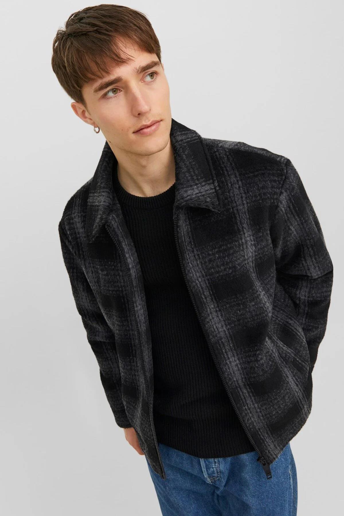 Jack & Jones Erkek Yakalı Jorcole Jacket Ekose Mont Ceket - 12238915 - Jack & Jones - 12238915