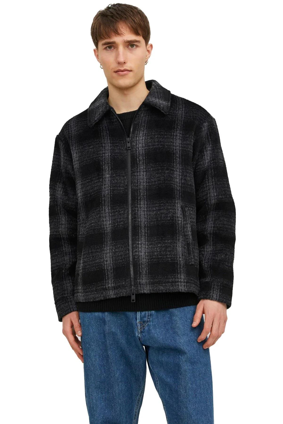 Jack & Jones Erkek Yakalı Jorcole Jacket Ekose Mont Ceket - 12238915 - Jack & Jones - 12238915