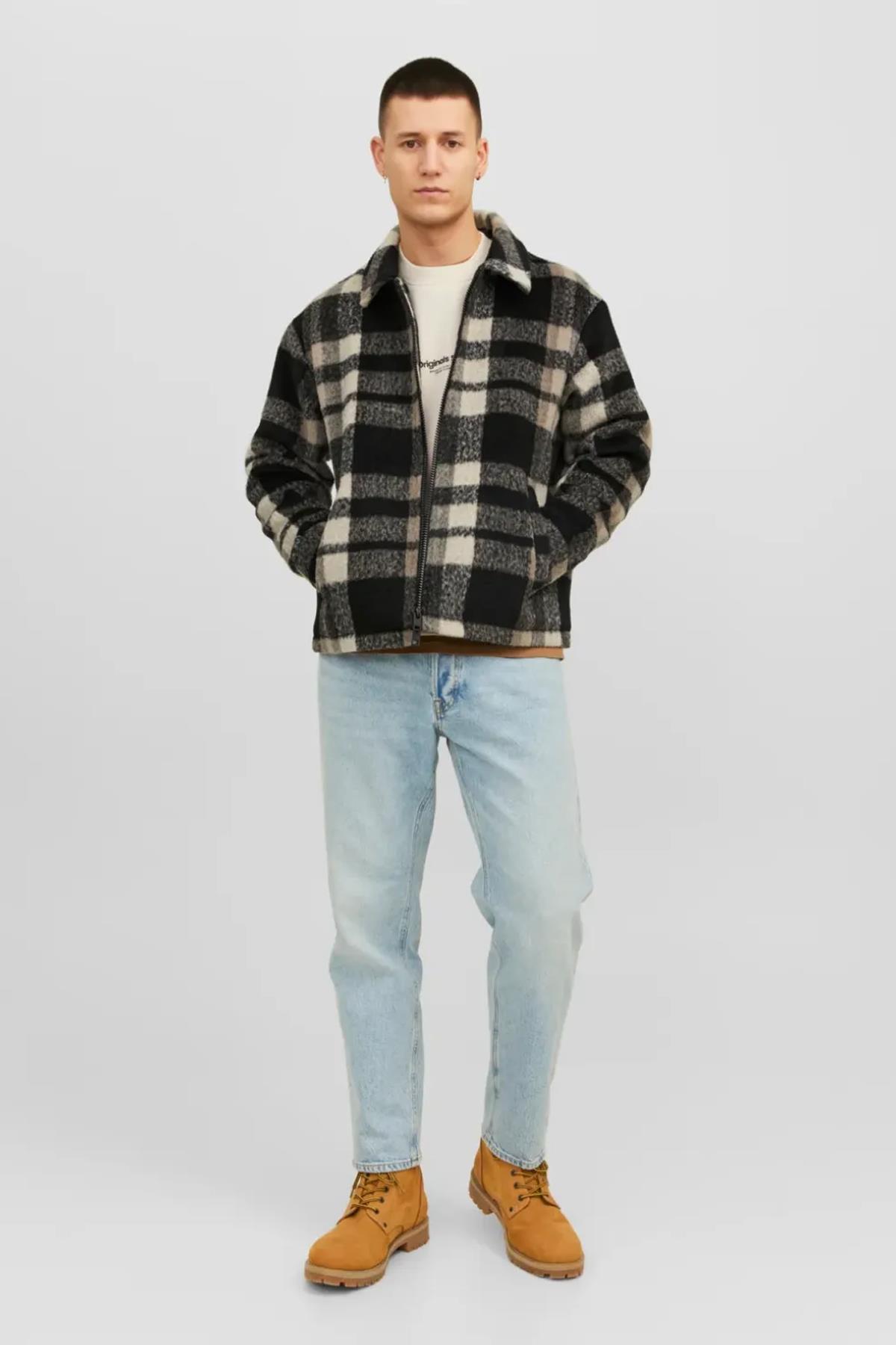 Jack & Jones Erkek Yakalı Jorcole Jacket Ekose Mont Ceket - 12238915 - Jack & Jones - 12238915