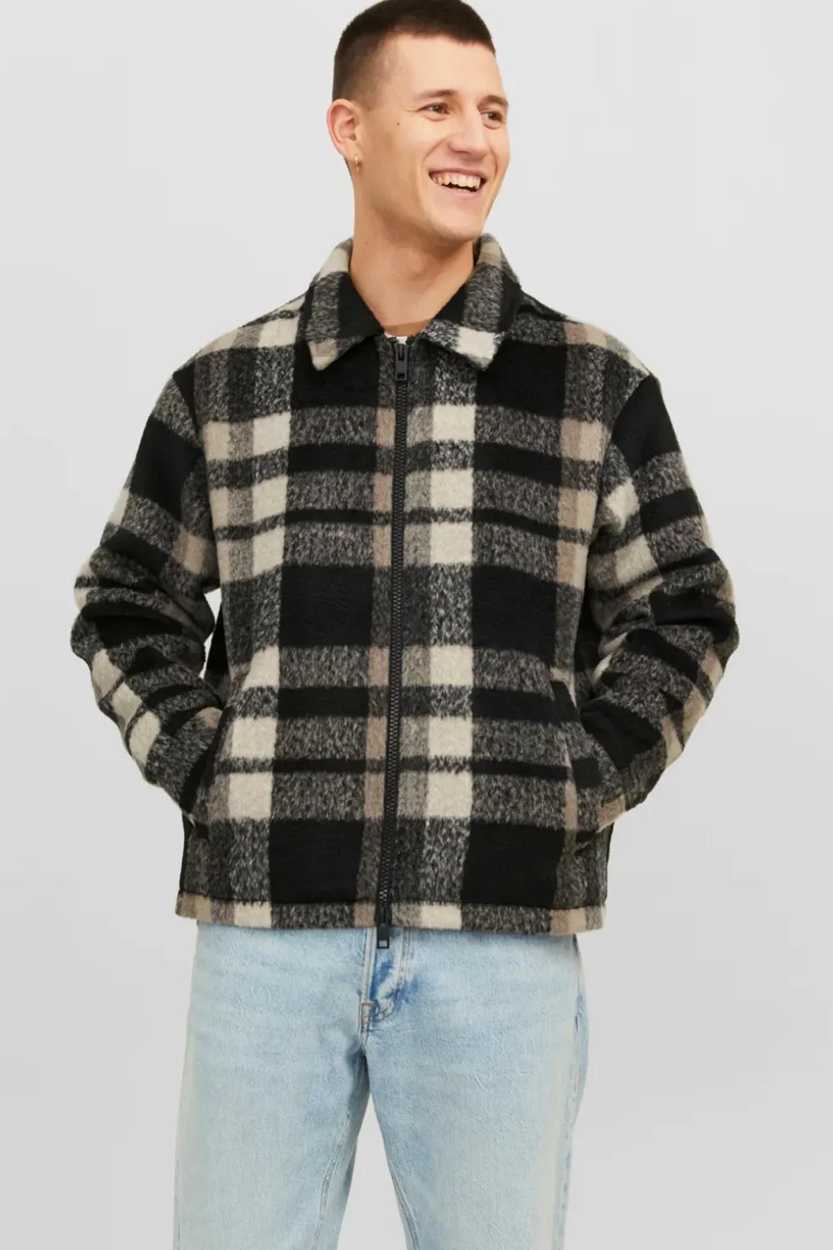 Jack & Jones Erkek Yakalı Jorcole Jacket Ekose Mont Ceket - 12238915 - Jack & Jones - 12238915