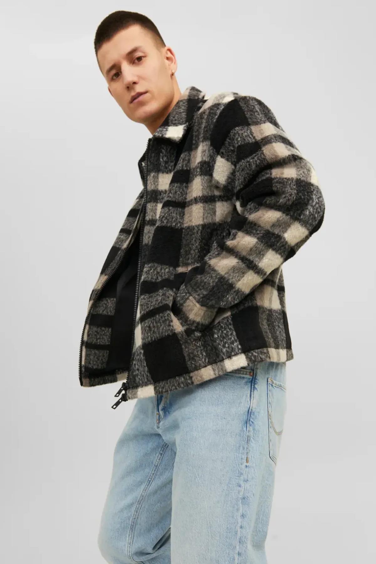 Jack & Jones Erkek Yakalı Jorcole Jacket Ekose Mont Ceket - 12238915 - Jack & Jones - 12238915