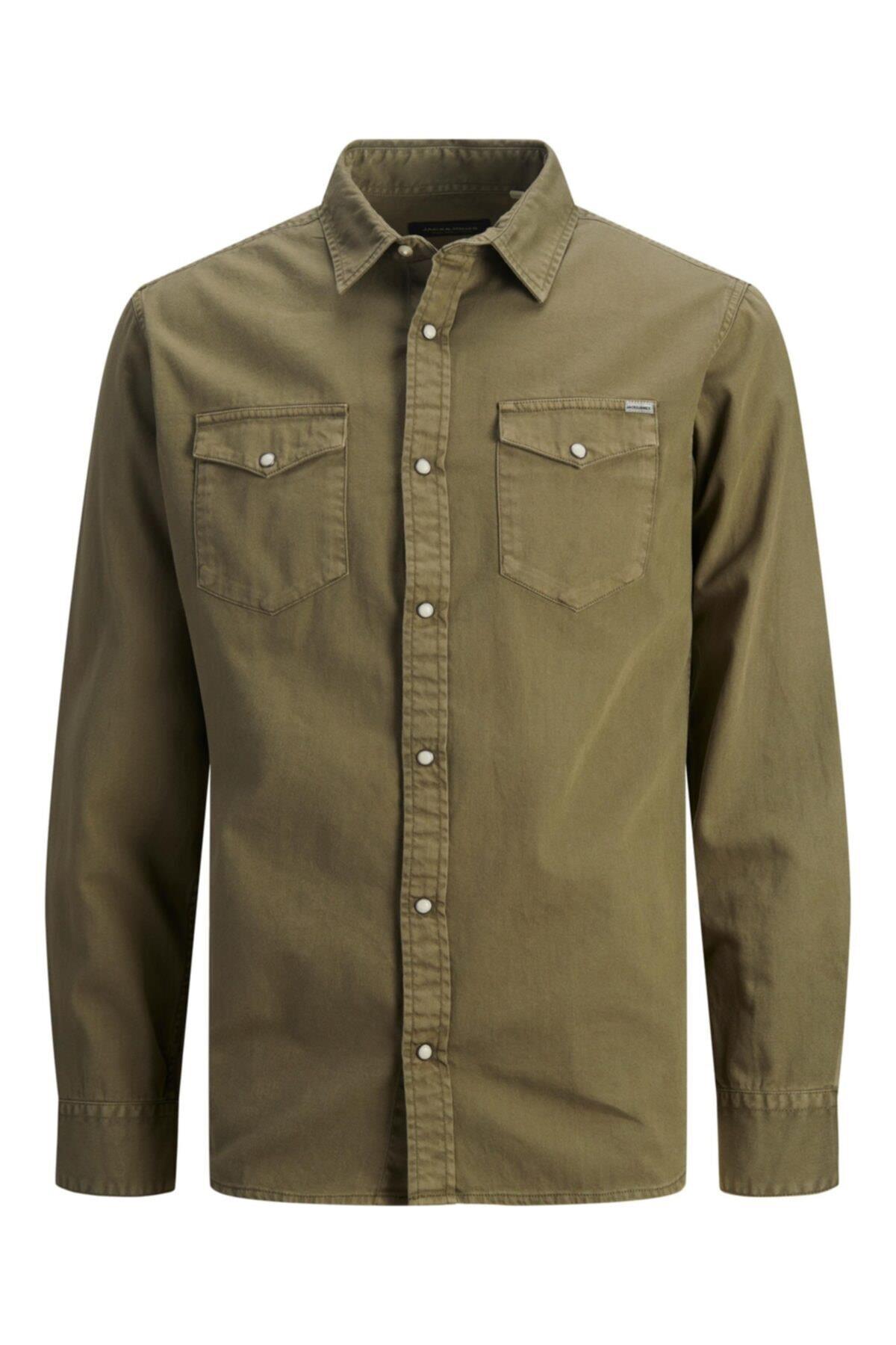 Jack Jones Esherıdan Erkek Jean Gömlek 12138115 - Jack & Jones - 12138115-Forest Nig
