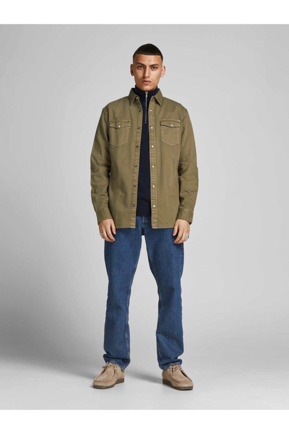 Jack Jones Esherıdan Erkek Jean Gömlek 12138115 - Jack & Jones - 12138115-Forest Nig