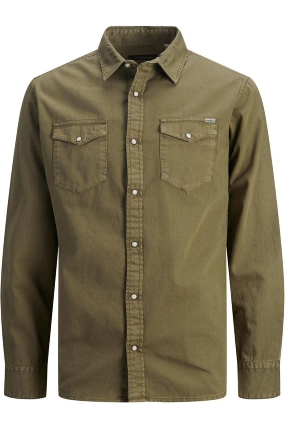 Jack Jones Esherıdan Erkek Jean Gömlek 12138115 - Jack & Jones - 12138115-Forest Nig