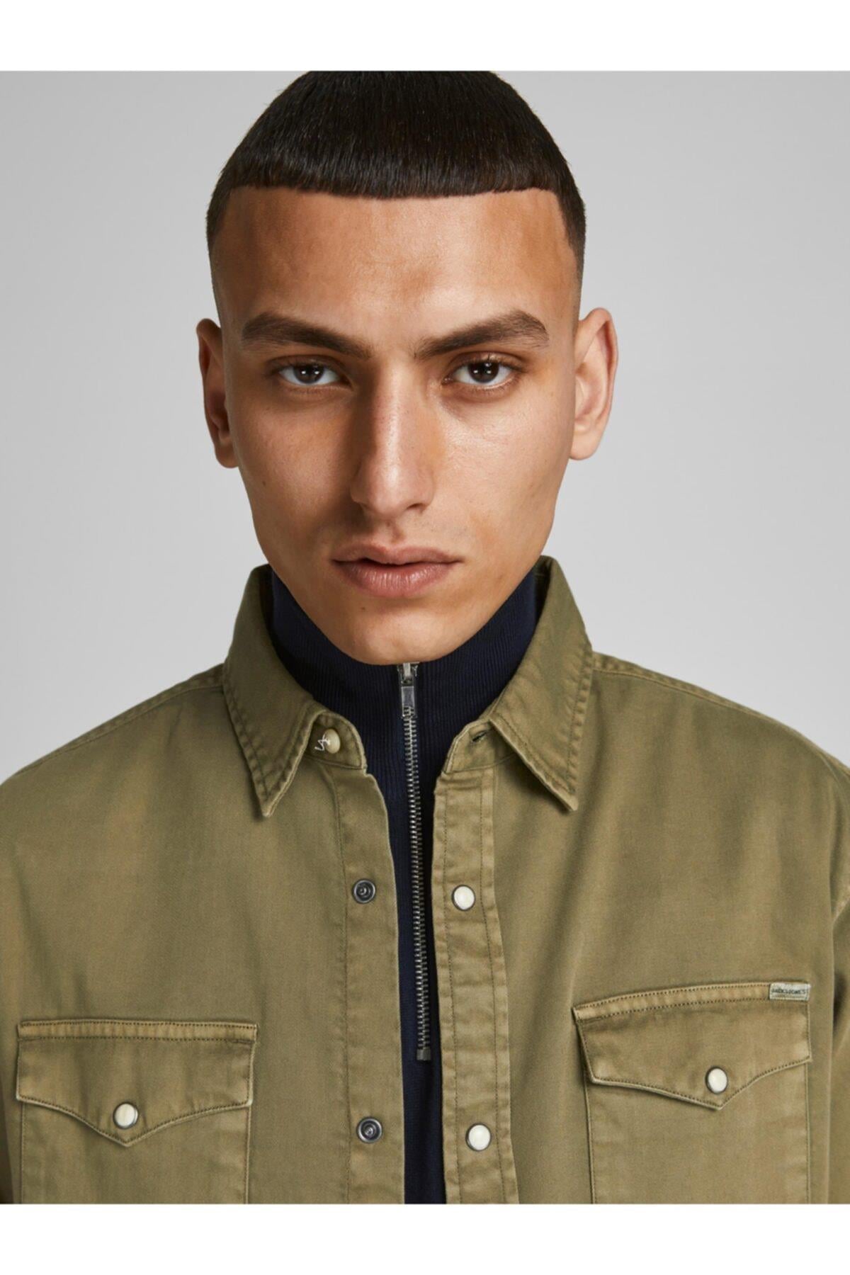 Jack Jones Esherıdan Erkek Jean Gömlek 12138115 - Jack & Jones - 12138115-Forest Nig