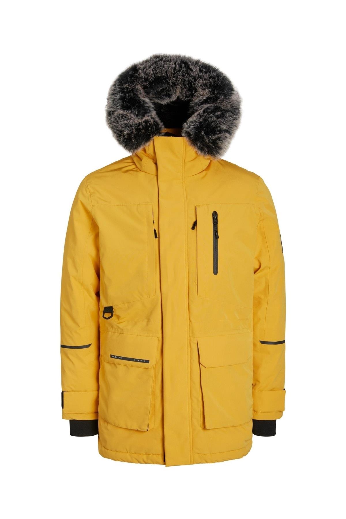 Jack & Jones Exped Parka Fonksiyonel Su Geçirmez Erkek Sarı Parka Mont 12215576-22 - Jack & Jones - 12215576