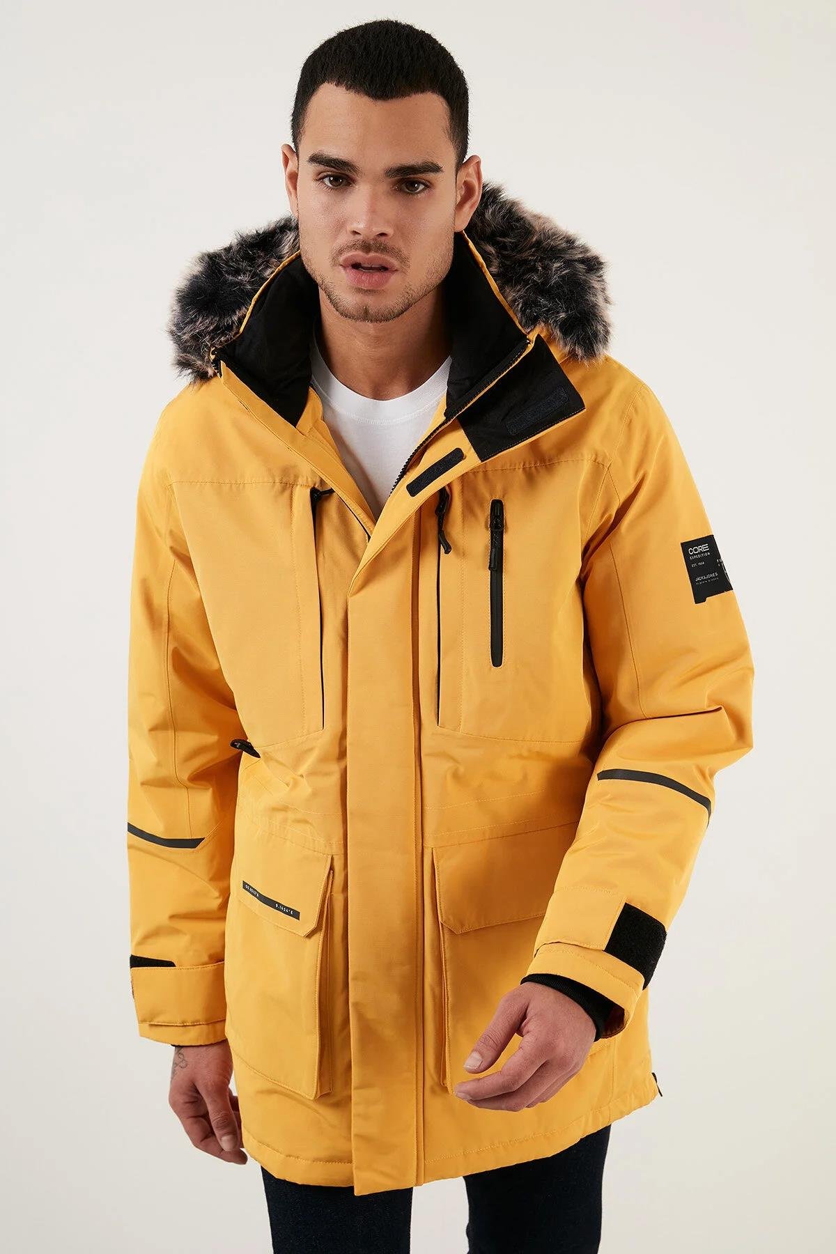 Jack & Jones Exped Parka Fonksiyonel Su Geçirmez Erkek Sarı Parka Mont 12215576-22 - Jack & Jones - 12215576