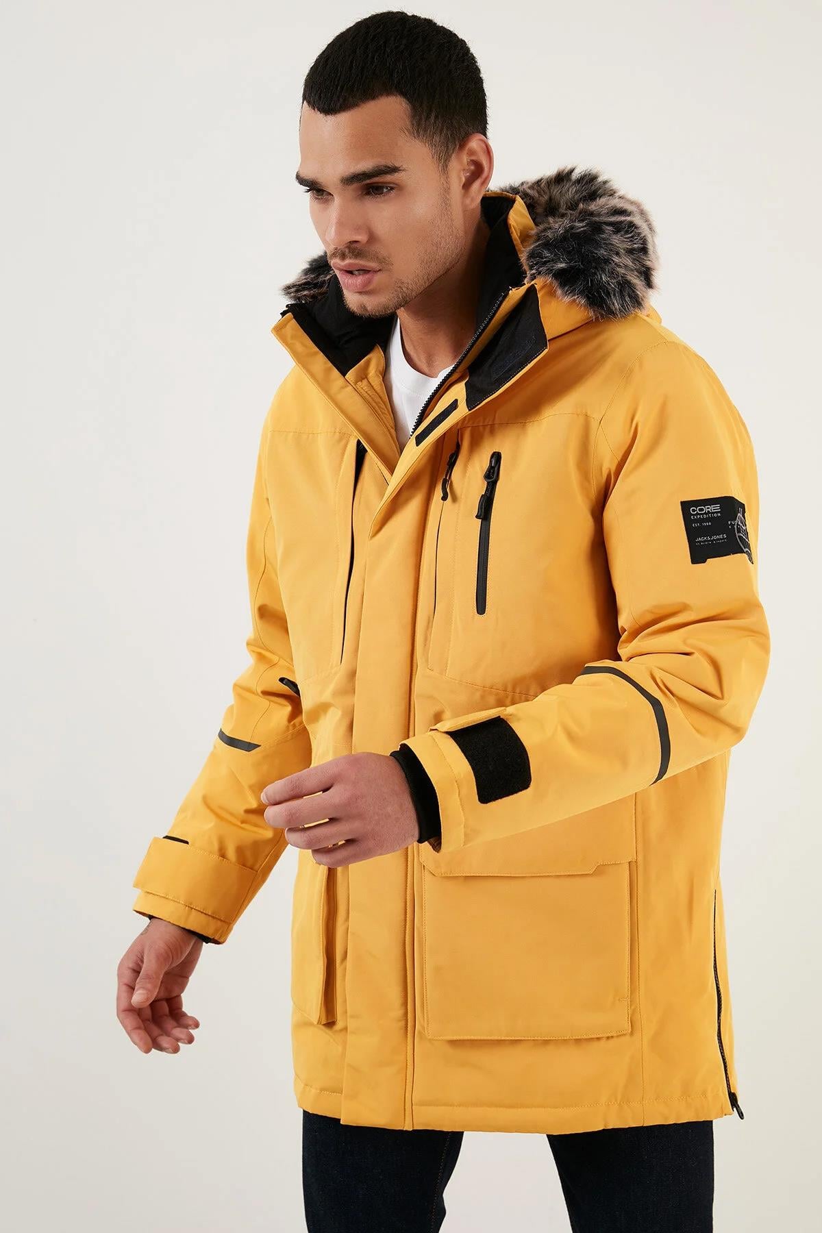 Jack & Jones Exped Parka Fonksiyonel Su Geçirmez Erkek Sarı Parka Mont 12215576-22 - Jack & Jones - 12215576