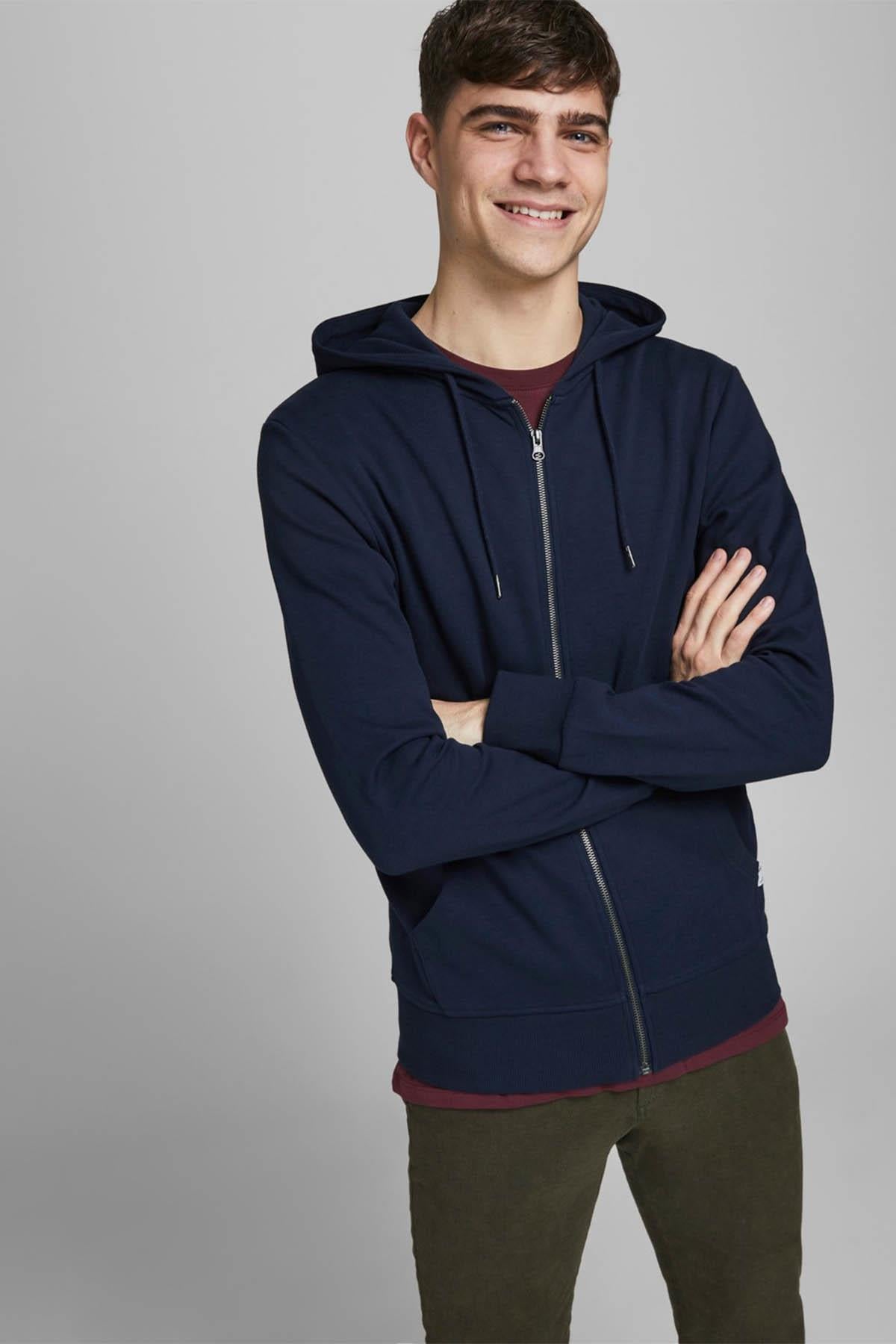 Jack & Jones Fermuarlı Erkek Kapüşonlu Sweatshirt - 12181901 - Jack & Jones - 12181901