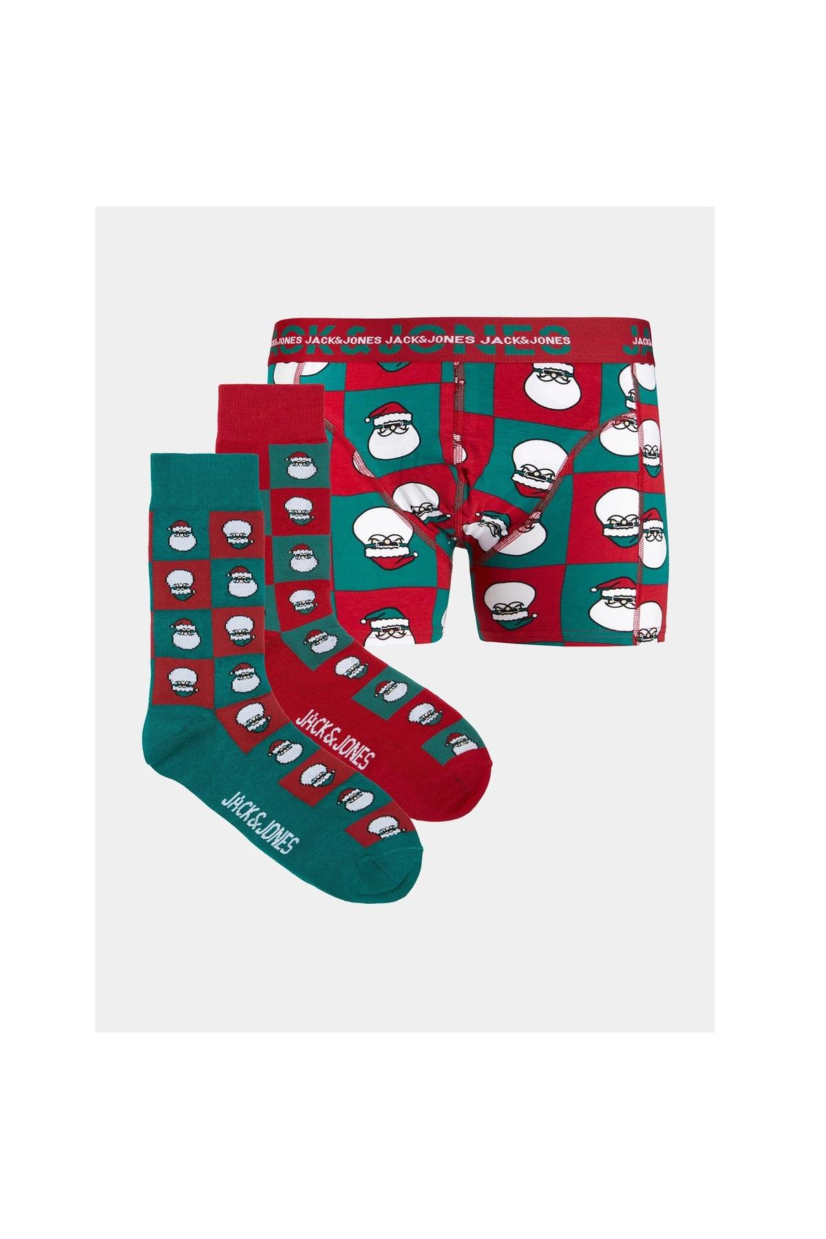 Jack & Jones Jacsquare Santa Erkek Yılbaşı Boxer Çorap Giftbox - 12246124 - Jack & Jones - 12246124