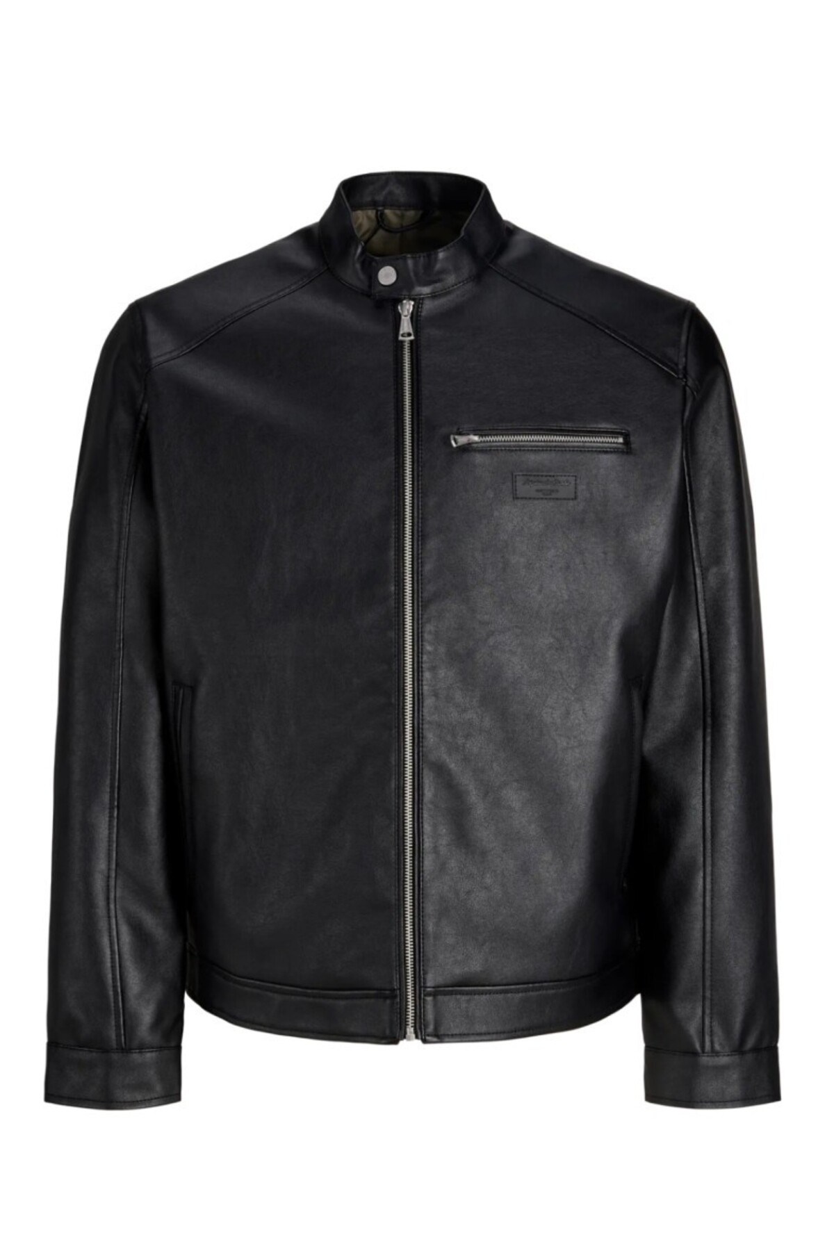Jack & Jones Jornorrebro Pu Black Biker Erkek Siyah Deri Ceket-12301595-S - Jack & Jones - 12301595-S