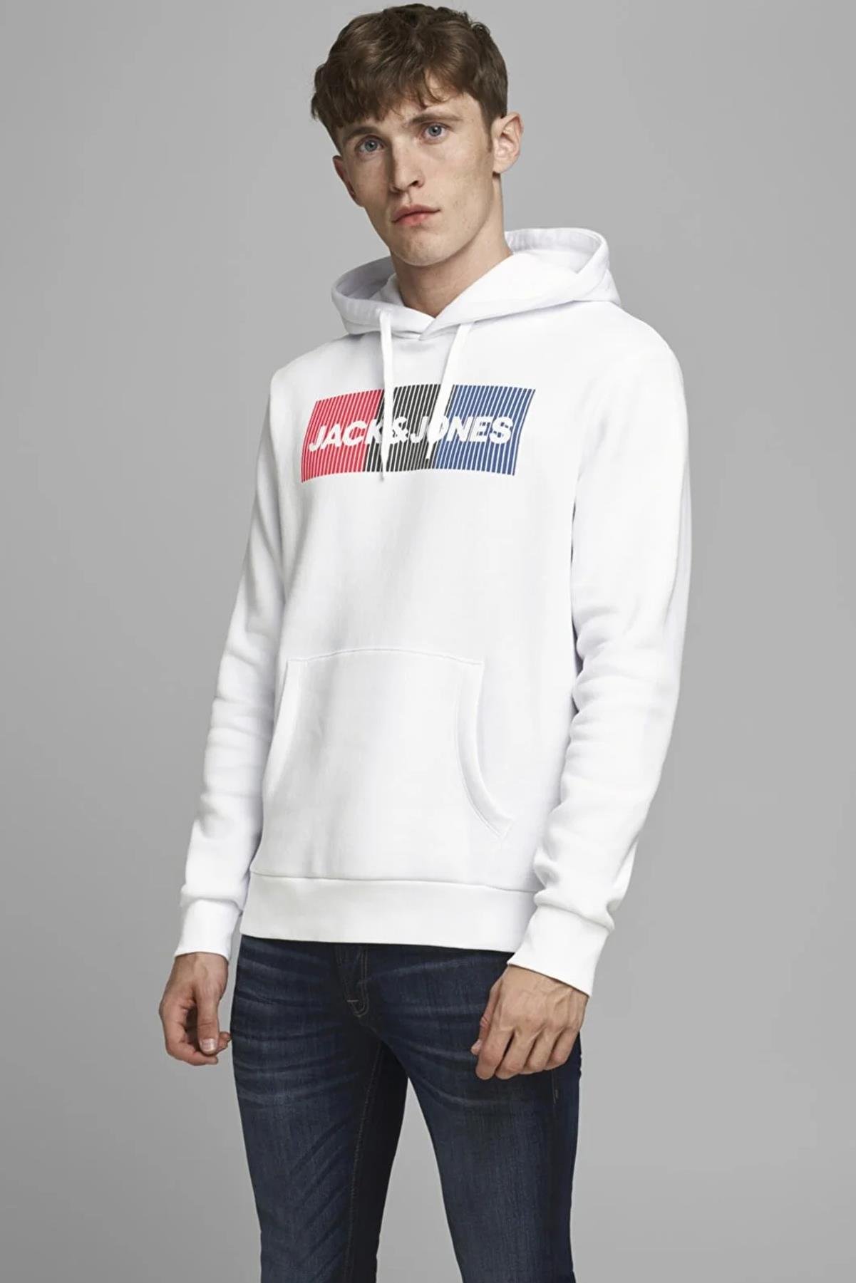 Jack & Jones Logolu Erkek Kapüşonlu Sweatshirt - 12152840 - Jack & Jones - 12152840