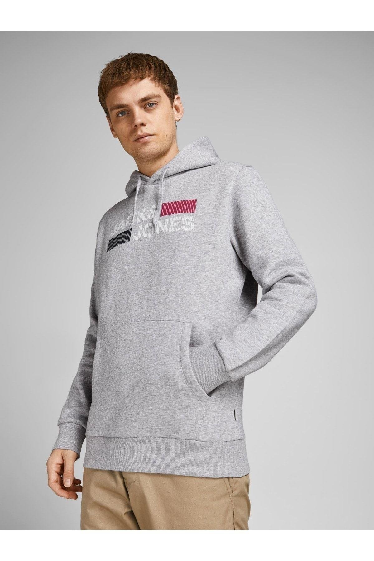 Jack & Jones Logolu Erkek Kapüşonlu Sweatshirt - 12152840 - Jack & Jones - 12152840