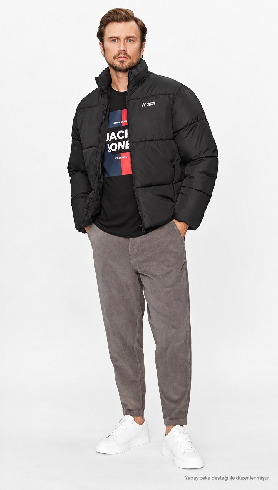 Jack Jones Max Puffer Su itici Erkek Siyah Mont-12238745 - Jack & Jones - 12238745-S