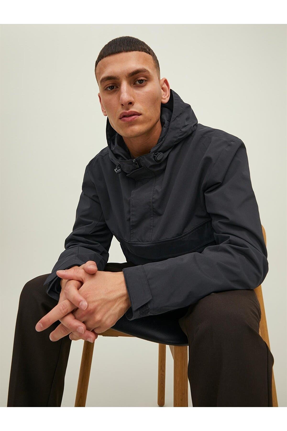 Jack Jones Ono Anorak Erkek Siyah Mont 12215915 - Jack & Jones - 12215915