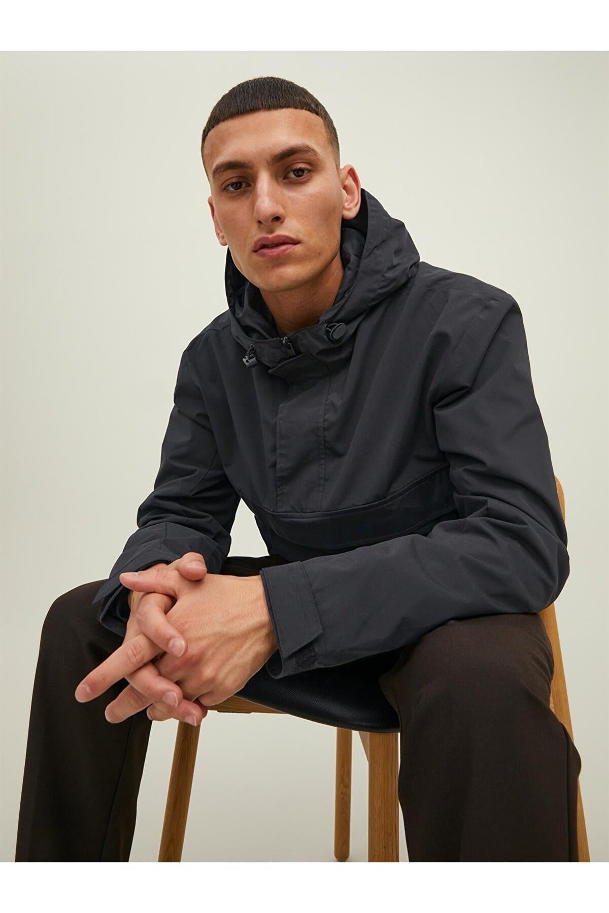 Jack Jones Ono Anorak Erkek Siyah Mont 12215915 - Jack & Jones - 12215915