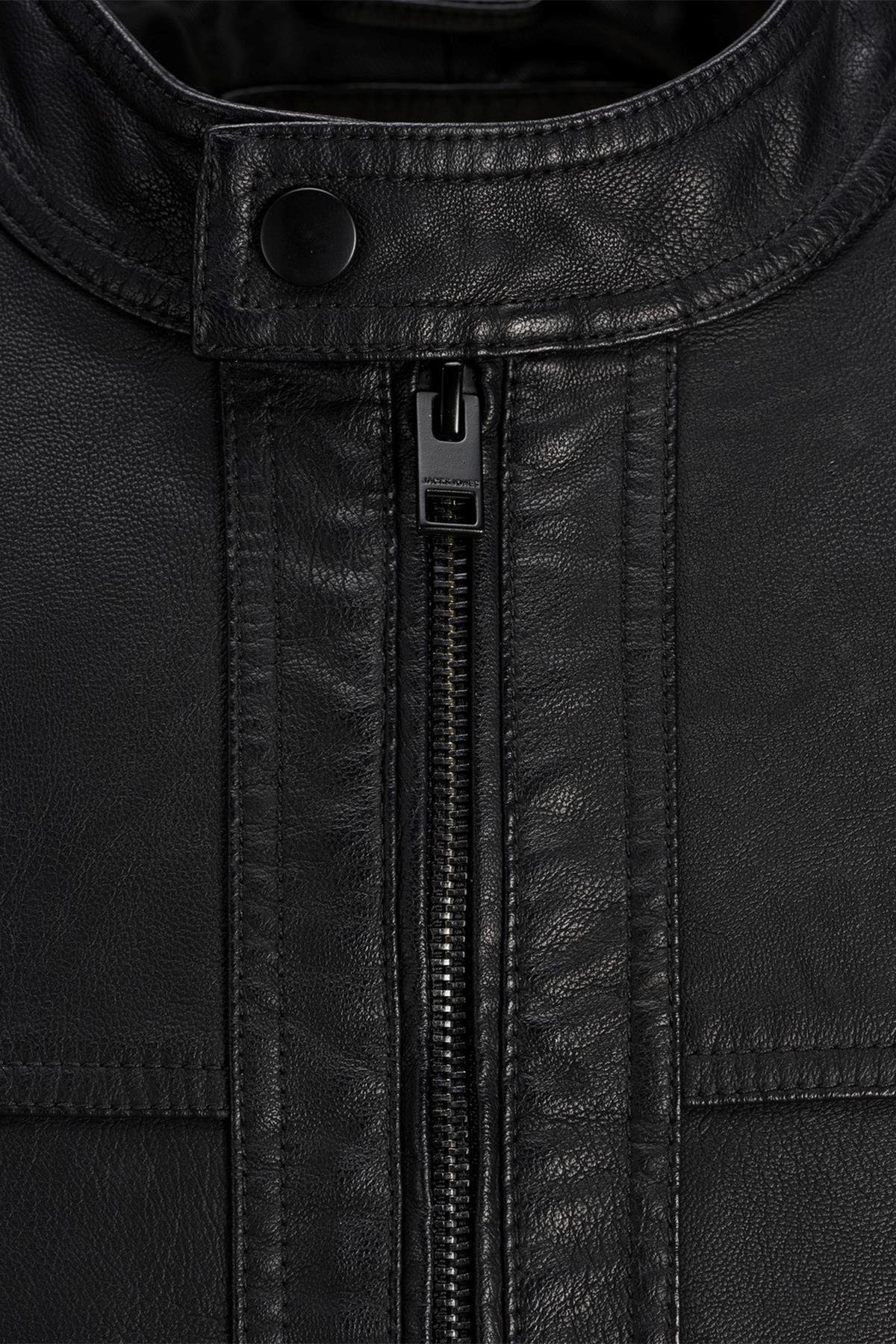 Jack & Jones Siyah Deri Ceket - 12182461 - Jack & Jones - 12182461