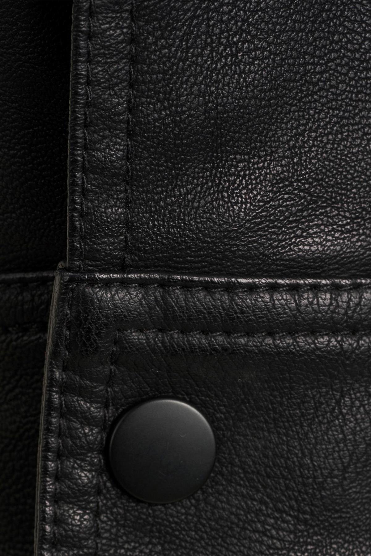 Jack & Jones Siyah Deri Ceket - 12182461 - Jack & Jones - 12182461
