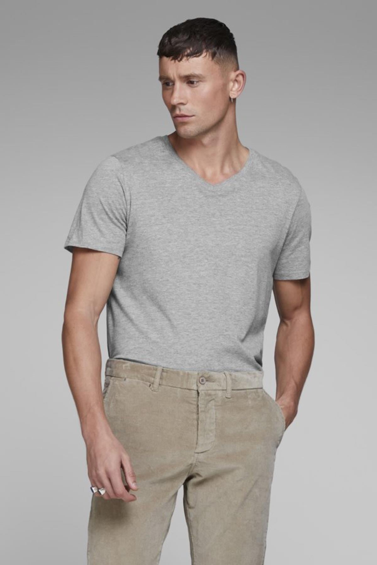 Jack & Jones T-Shirt Jjeplain V Neck 12136713-WHT - Jack & Jones - 12136713