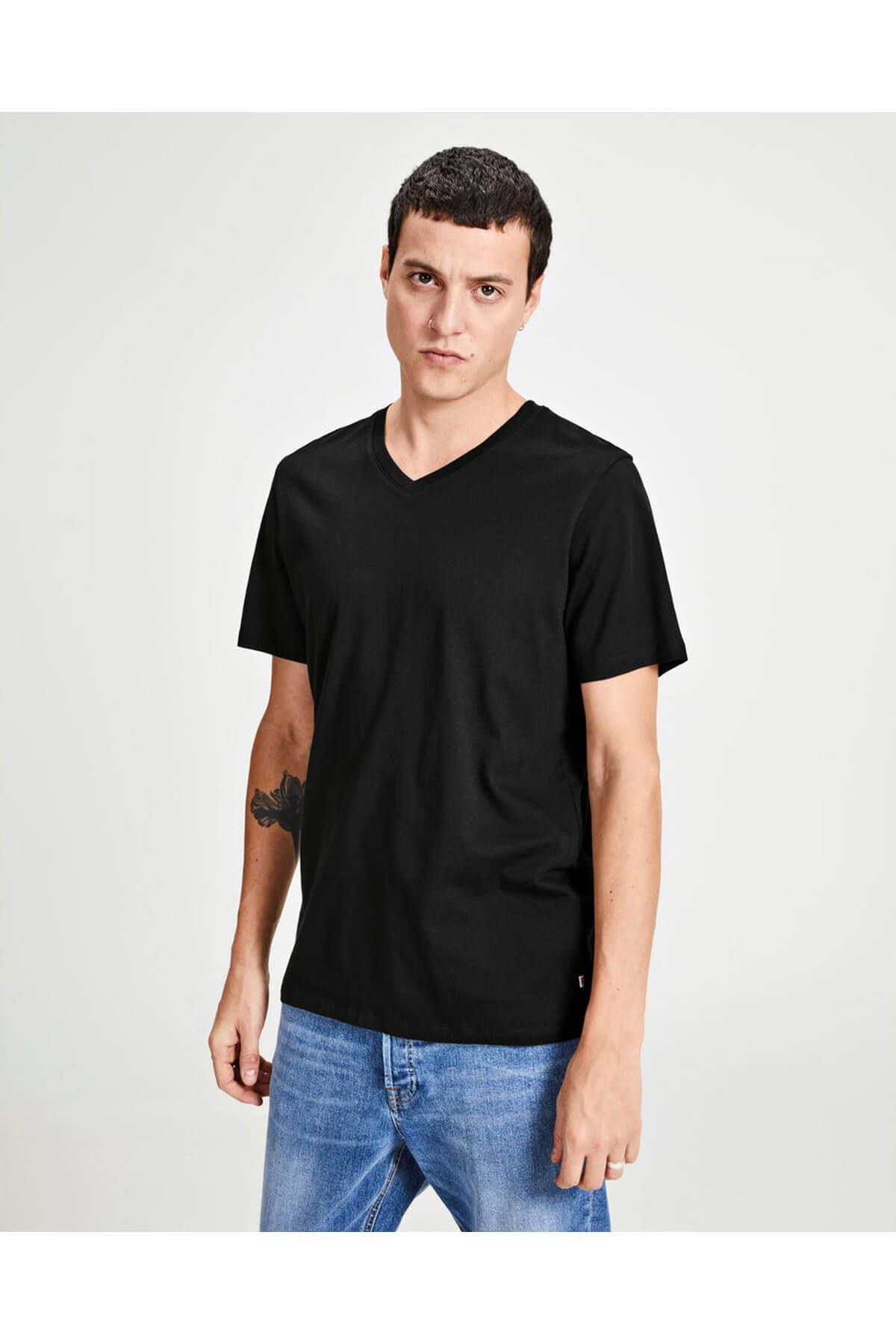 Jack & Jones T-Shirt Jjeplain V Neck 12136713-WHT - Jack & Jones - 12136713