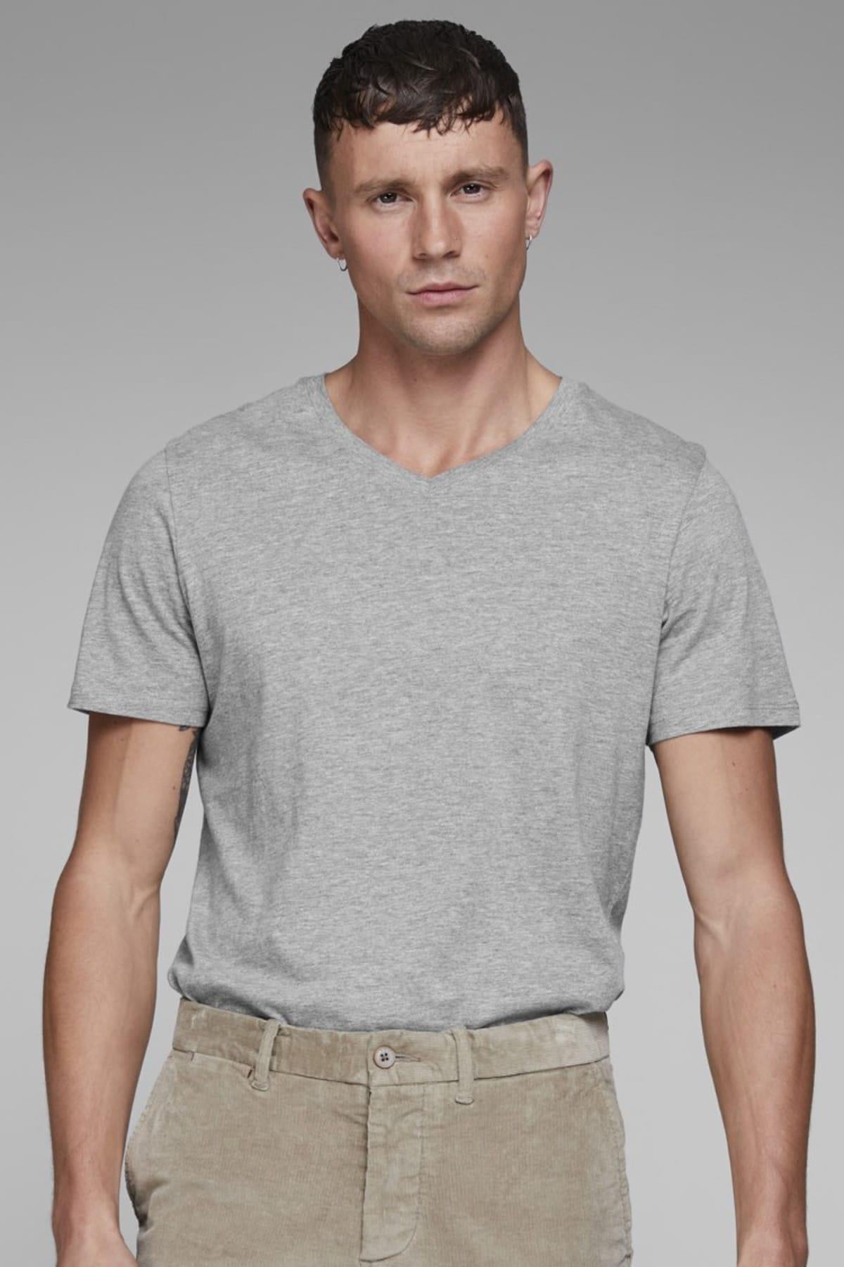 Jack & Jones T-Shirt Jjeplain V Neck 12136713-WHT - Jack & Jones - 12136713