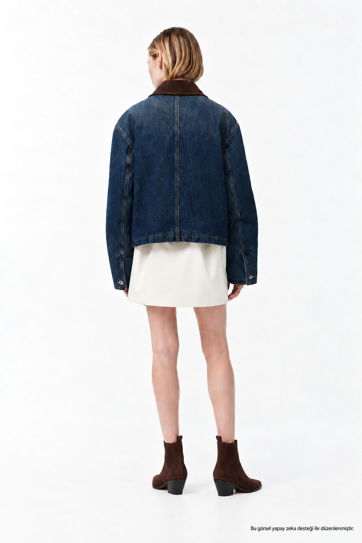 Kadın Denim Trend Jacket Kadife Yaka Standart Rahat Kesim Kot Ceket-00111467 - LaykMayk - 00111467